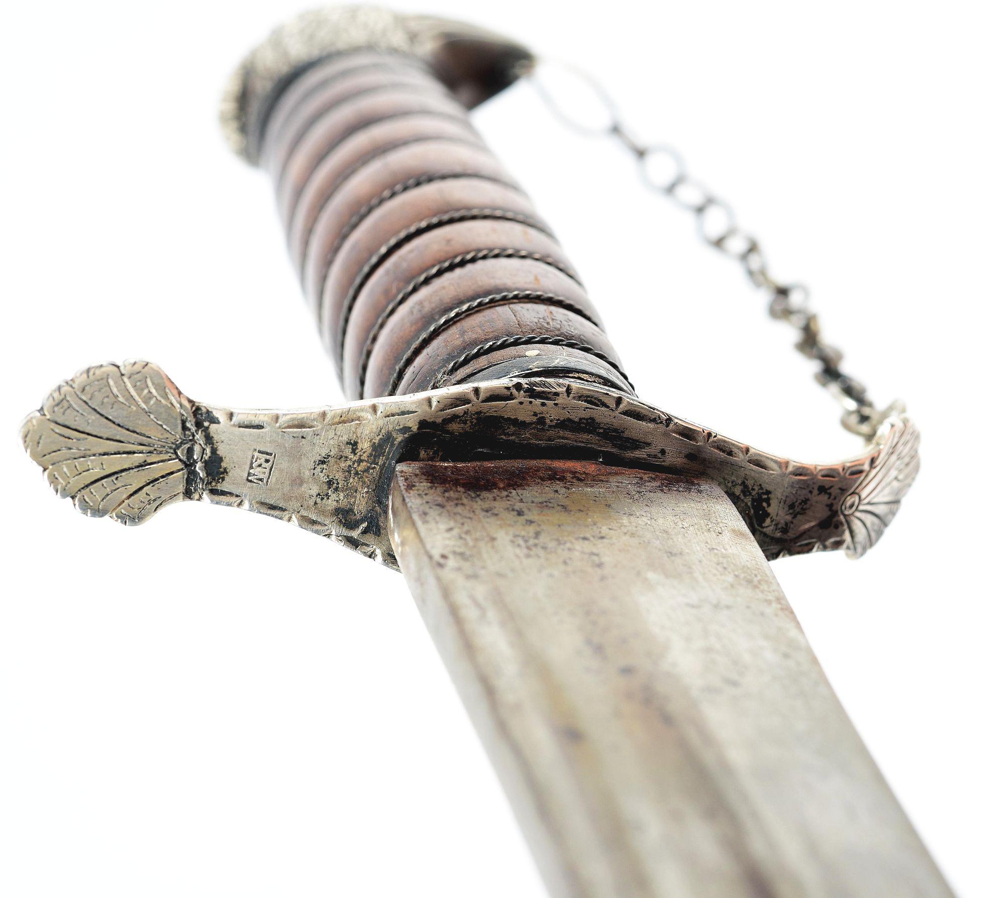 DOCUMENTED ROBERT WEBB HALLMARKED SILVER HILTED SWORD WITH BALTIMORE STYLE EAGLE HEAD POMMEL.