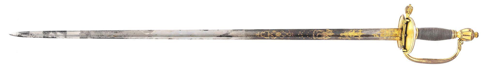 HODGSON & THOMPSON SPADROON IN THE STYLE OF A BRITISH 1796 PATTERN INFANTRY OFFICER'S SWORD.