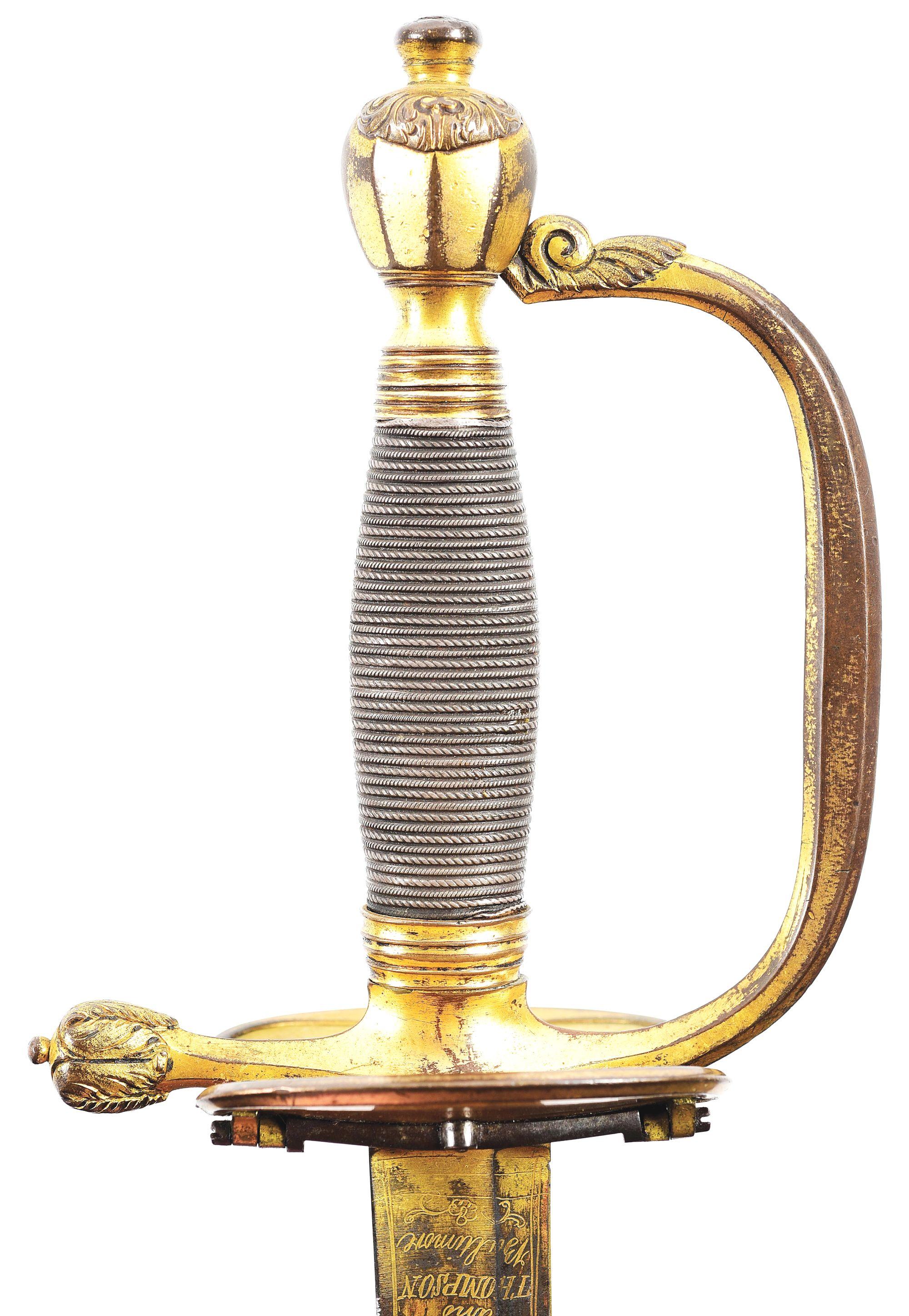 HODGSON & THOMPSON SPADROON IN THE STYLE OF A BRITISH 1796 PATTERN INFANTRY OFFICER'S SWORD.