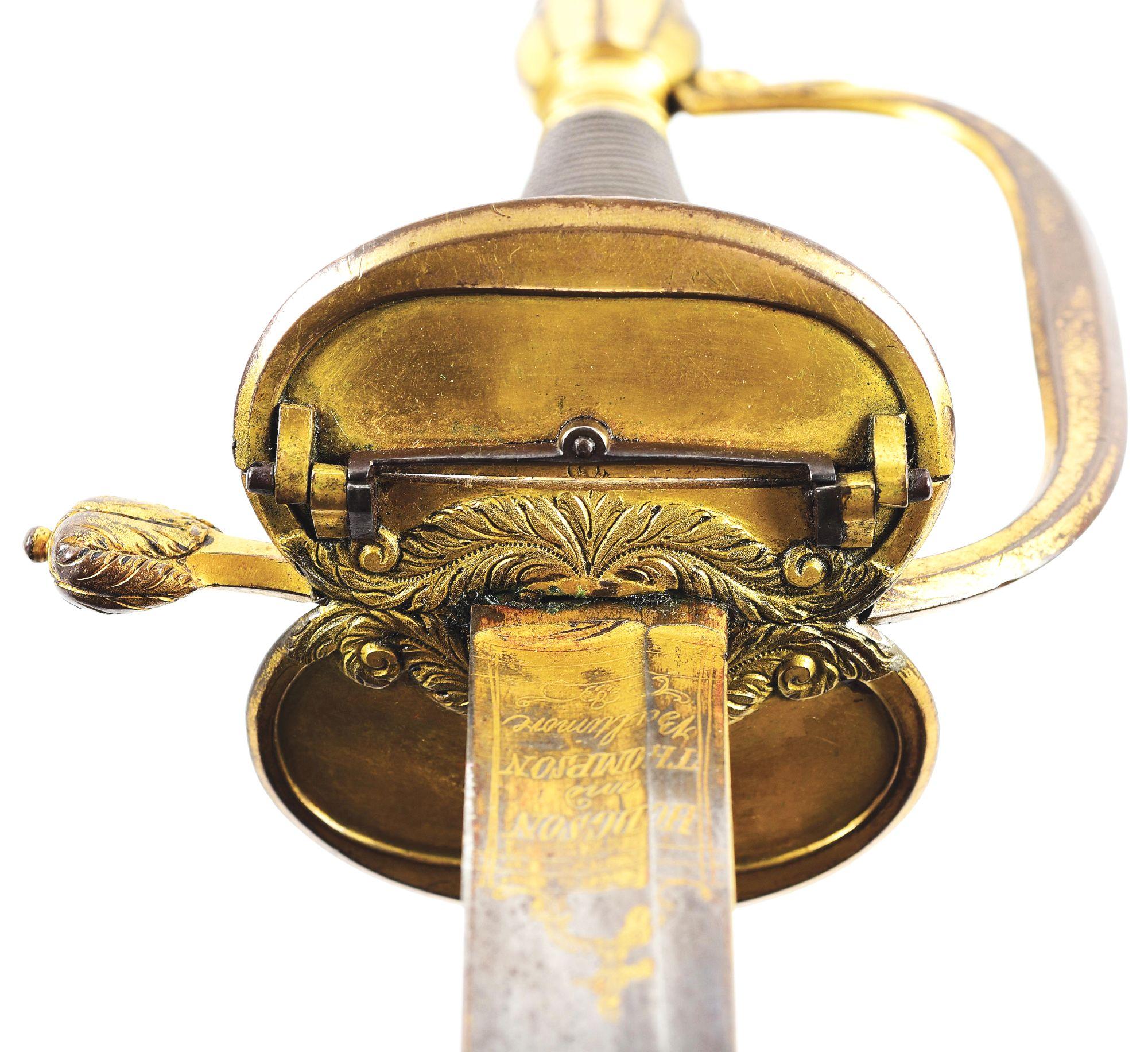 HODGSON & THOMPSON SPADROON IN THE STYLE OF A BRITISH 1796 PATTERN INFANTRY OFFICER'S SWORD.