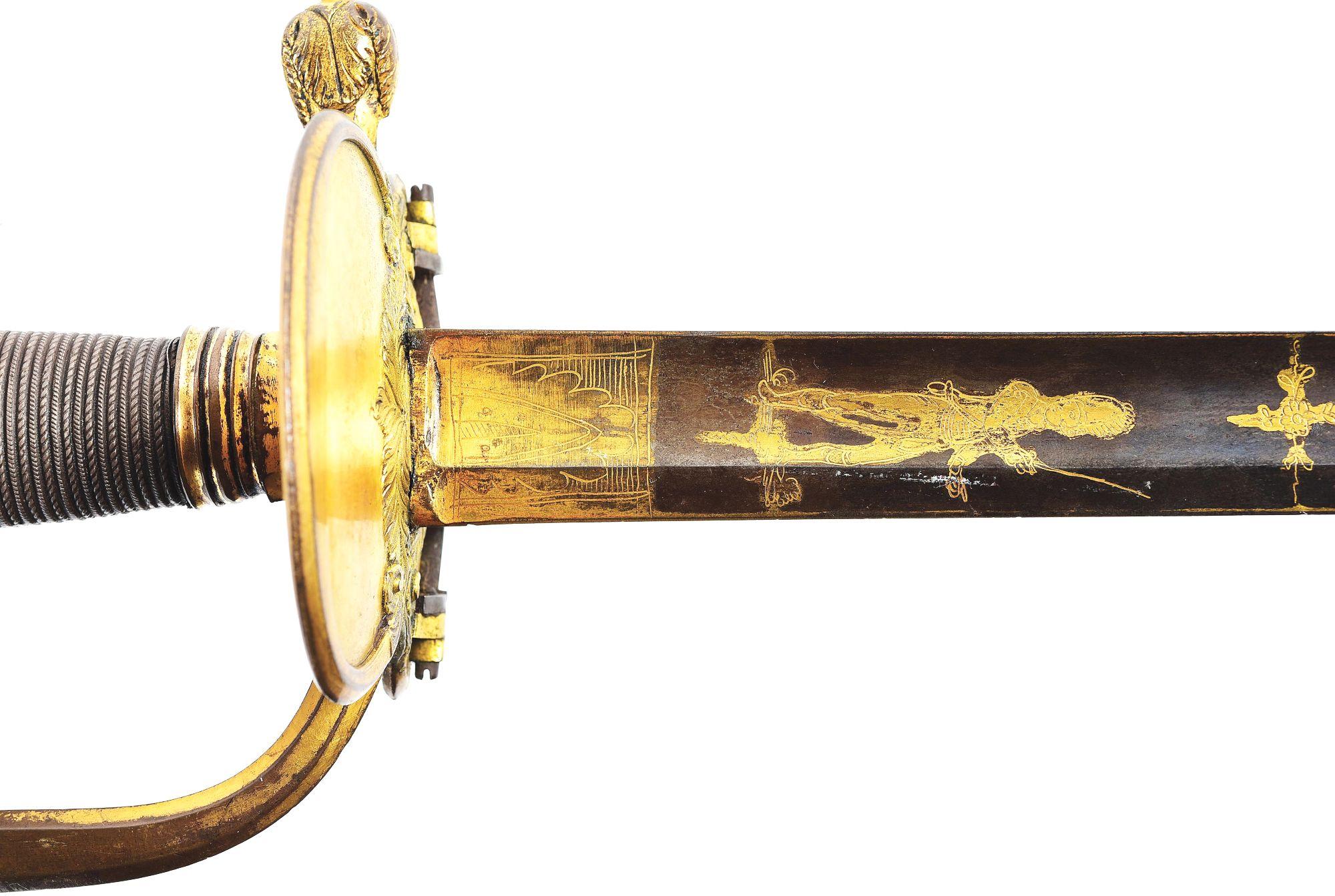 HODGSON & THOMPSON SPADROON IN THE STYLE OF A BRITISH 1796 PATTERN INFANTRY OFFICER'S SWORD.