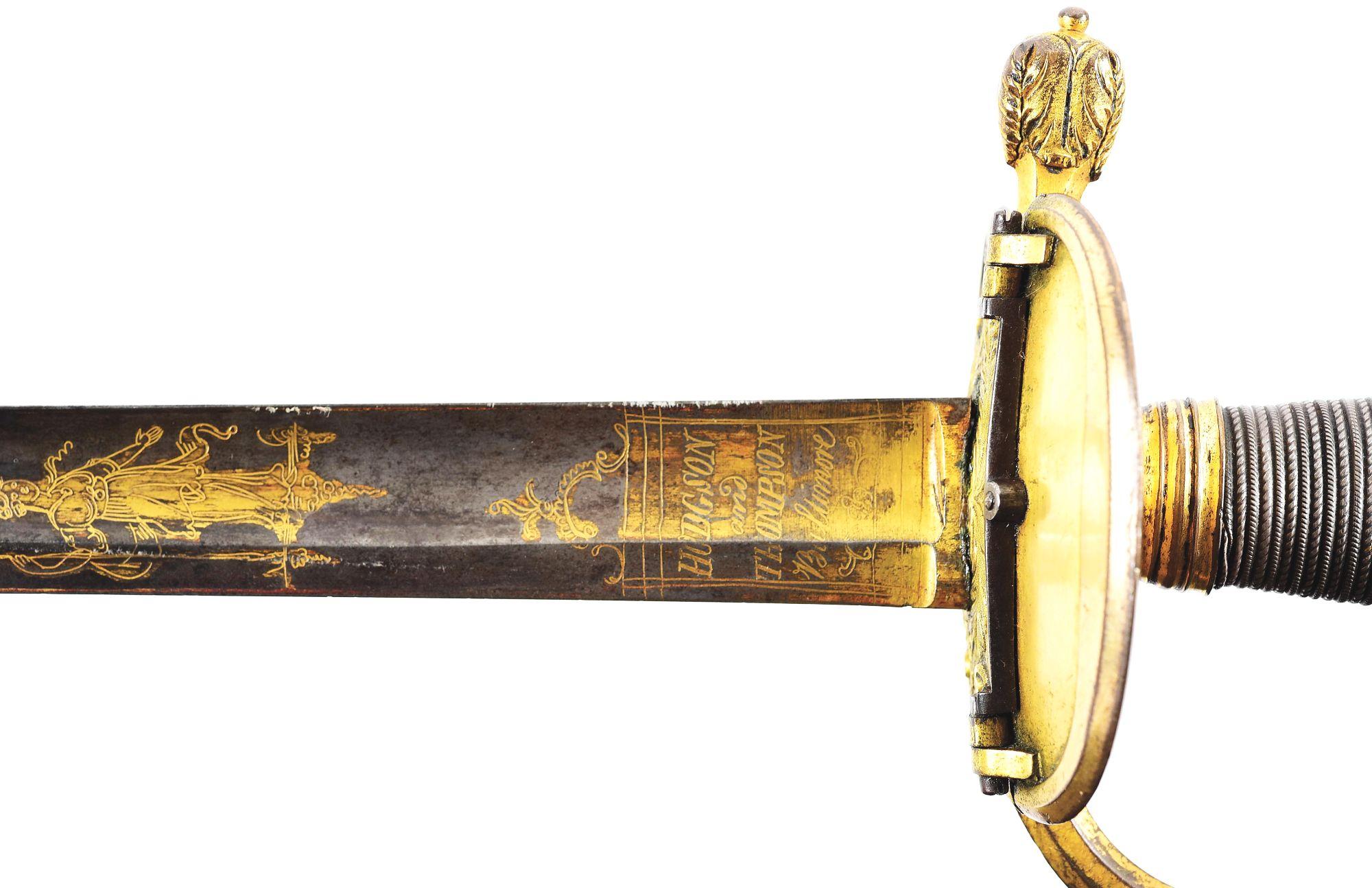 HODGSON & THOMPSON SPADROON IN THE STYLE OF A BRITISH 1796 PATTERN INFANTRY OFFICER'S SWORD.