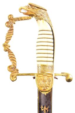 MARYLAND MILITIA CAVALRY OFFICER’S EAGLE HEAD SABER, 1846 COMMISSION, AND DOCUMENTS OF CAPTAIN MATTH