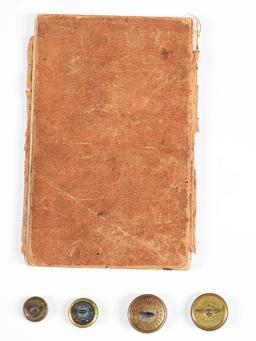 CIVIL WAR UNIFORM BUTTONS AND CABINET CARDS OF ENSIGN CHARLES HUNTER CONFEDERATE STATES NAVY.