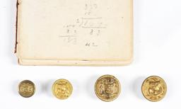 CIVIL WAR UNIFORM BUTTONS AND CABINET CARDS OF ENSIGN CHARLES HUNTER CONFEDERATE STATES NAVY.