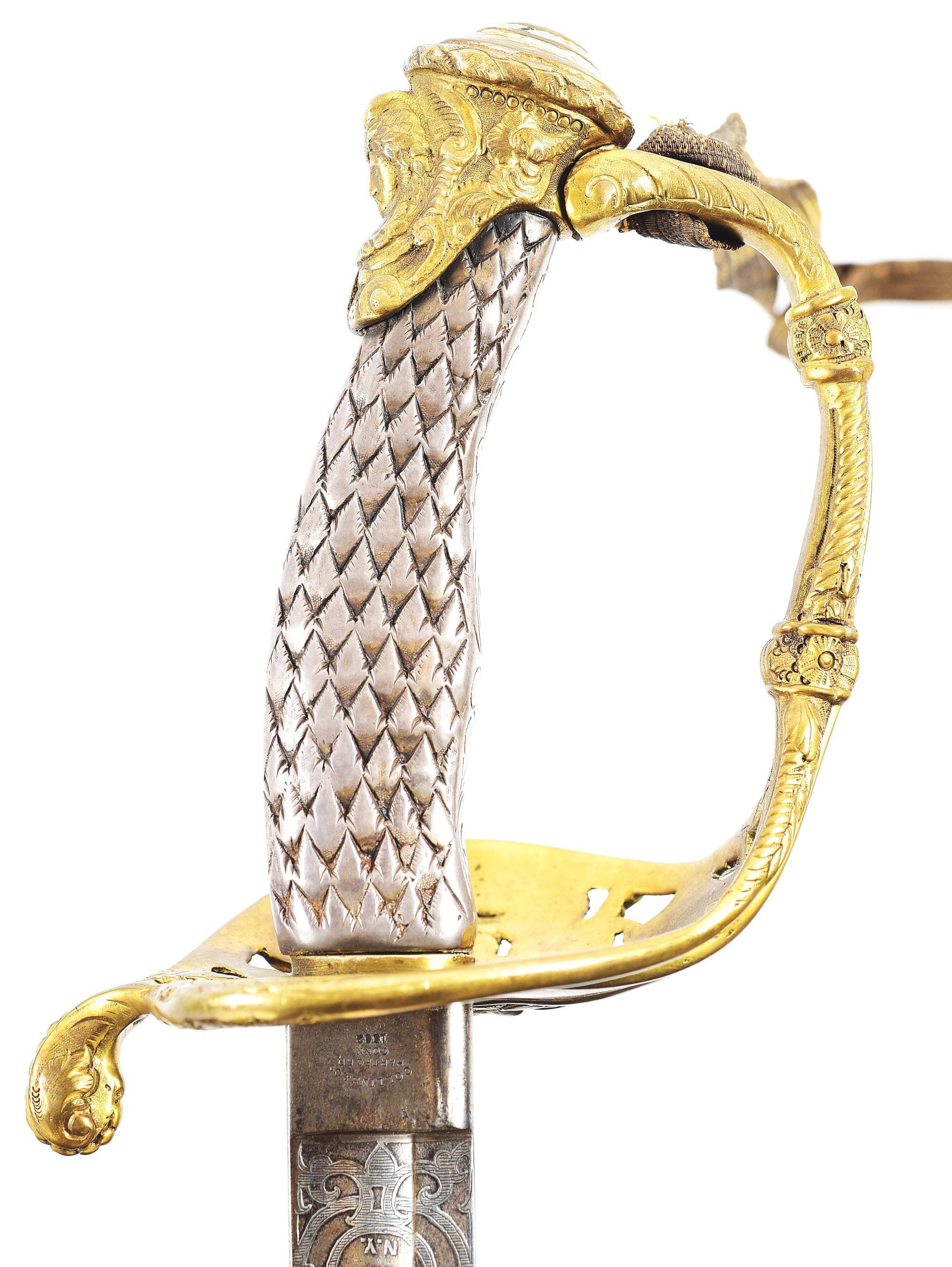 EXCEPTIONAL TIFFANY & CO PRESENTATION GRADE 1850 OFFICER’S SWORD PRESENTED TO CAPTAIN FREDERICK MEMM