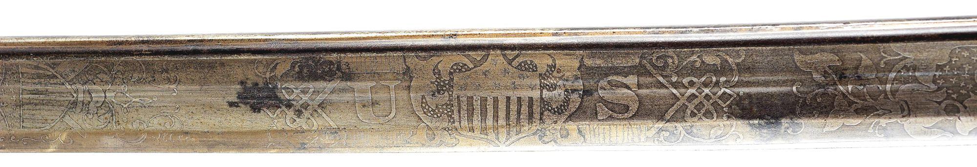 M1850 STAFF AND FIELD PRESENTATION SWORD OF MAJOR JOHN J. BRADSHAW, WIA WILDERNESS, BREVET MAJOR FOR