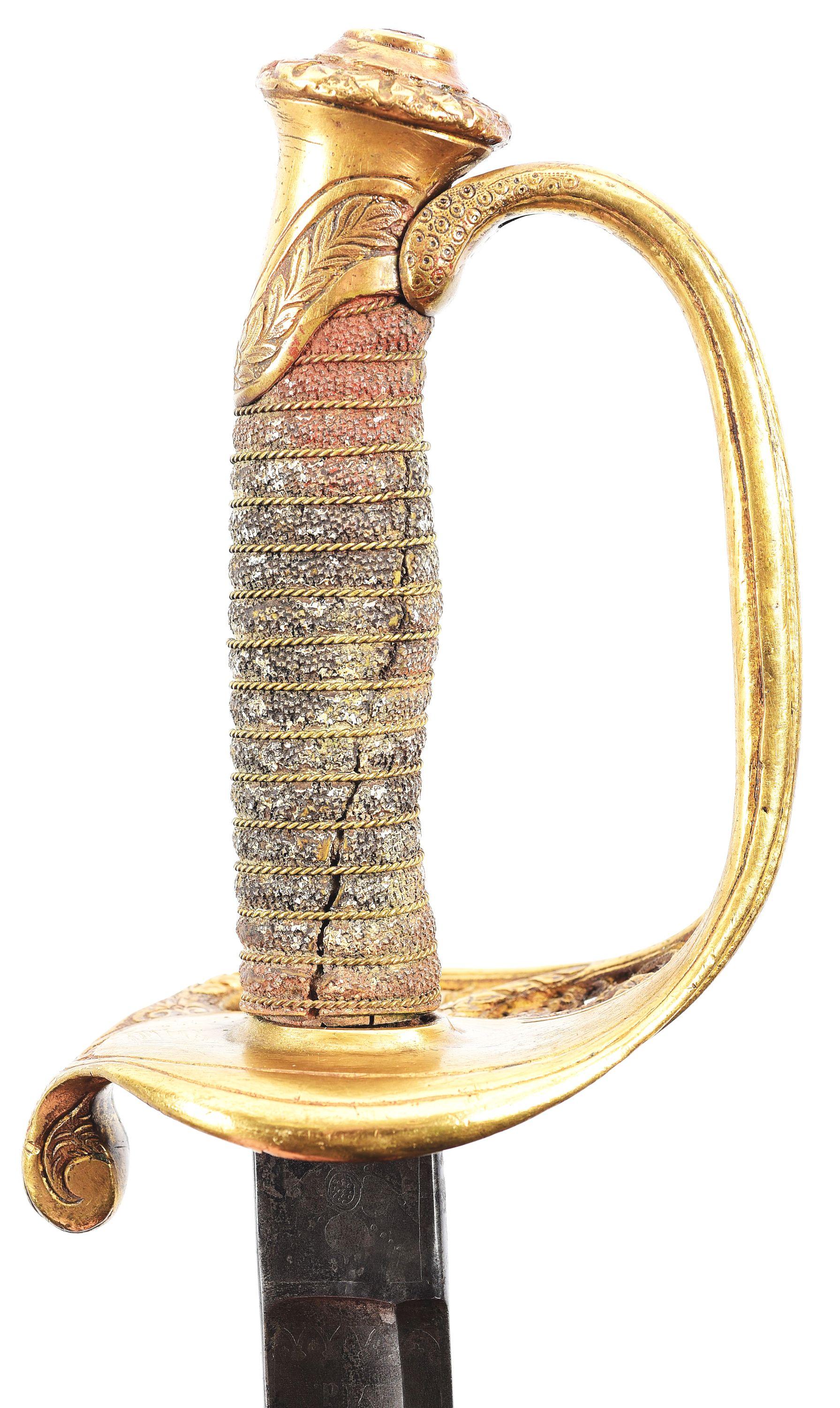 M1850 STAFF AND FIELD PRESENTATION SWORD OF MAJOR JOHN J. BRADSHAW, WIA WILDERNESS, BREVET MAJOR FOR