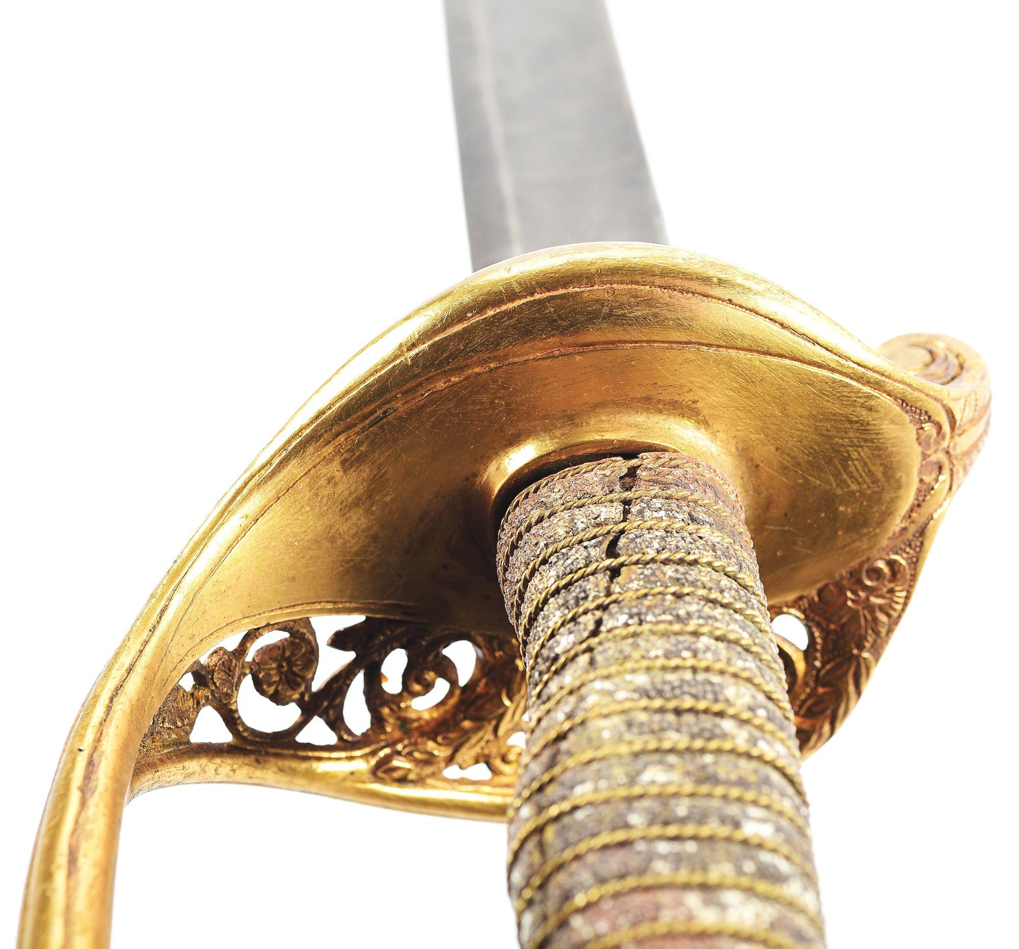 M1850 STAFF AND FIELD PRESENTATION SWORD OF MAJOR JOHN J. BRADSHAW, WIA WILDERNESS, BREVET MAJOR FOR