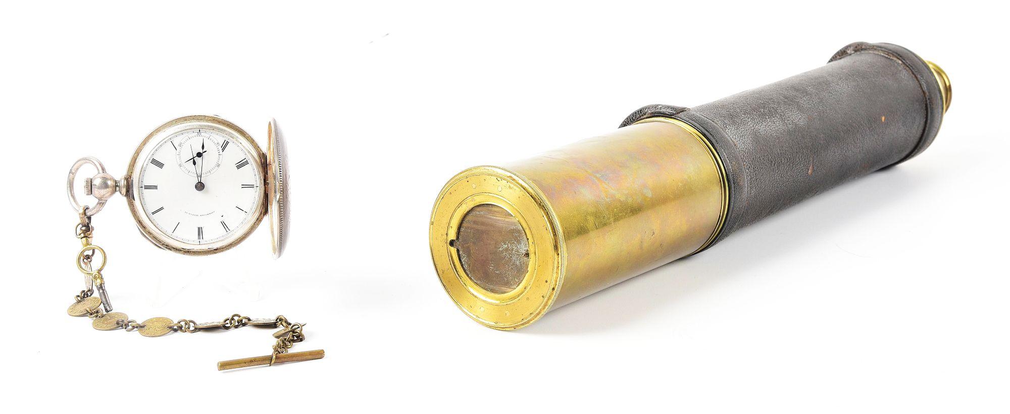 CIVIL WAR PRESENTATION TELESCOPE AND WATCH TO EDWARD F. DEVENS, GULF SQUADRON SO. ATLANTIC SQUADRON,