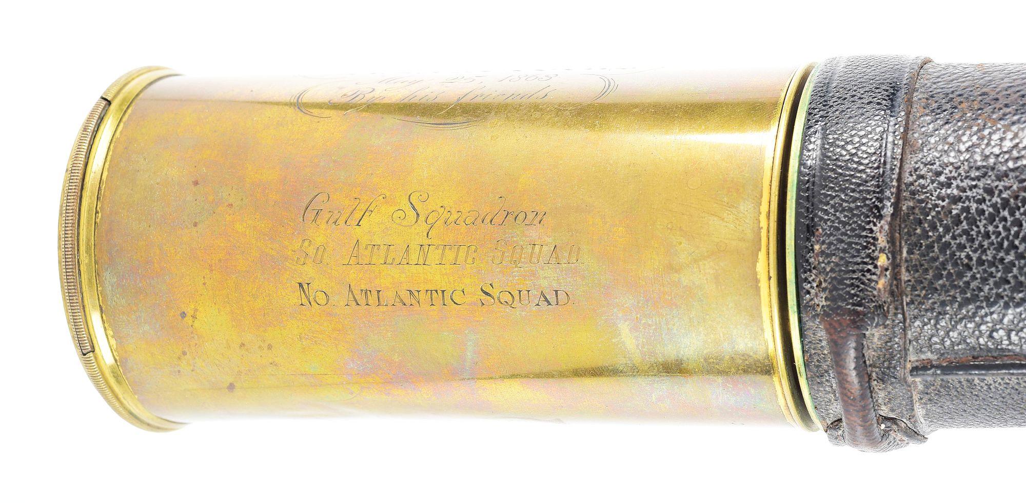 CIVIL WAR PRESENTATION TELESCOPE AND WATCH TO EDWARD F. DEVENS, GULF SQUADRON SO. ATLANTIC SQUADRON,