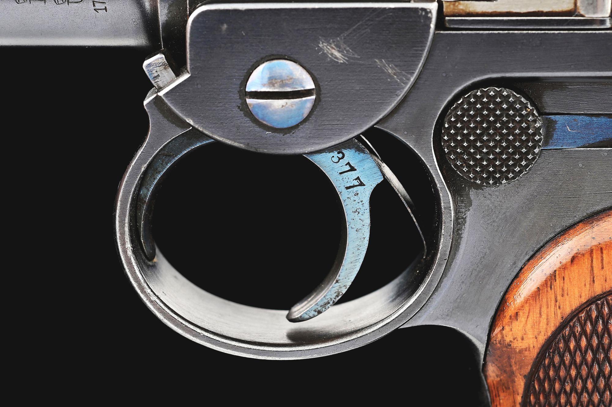 (A) LOEWE C93 BORCHARDT SEMI AUTOMATIC PISTOL WITH MANTON RETAILED CASE AND ACCESSORIES.