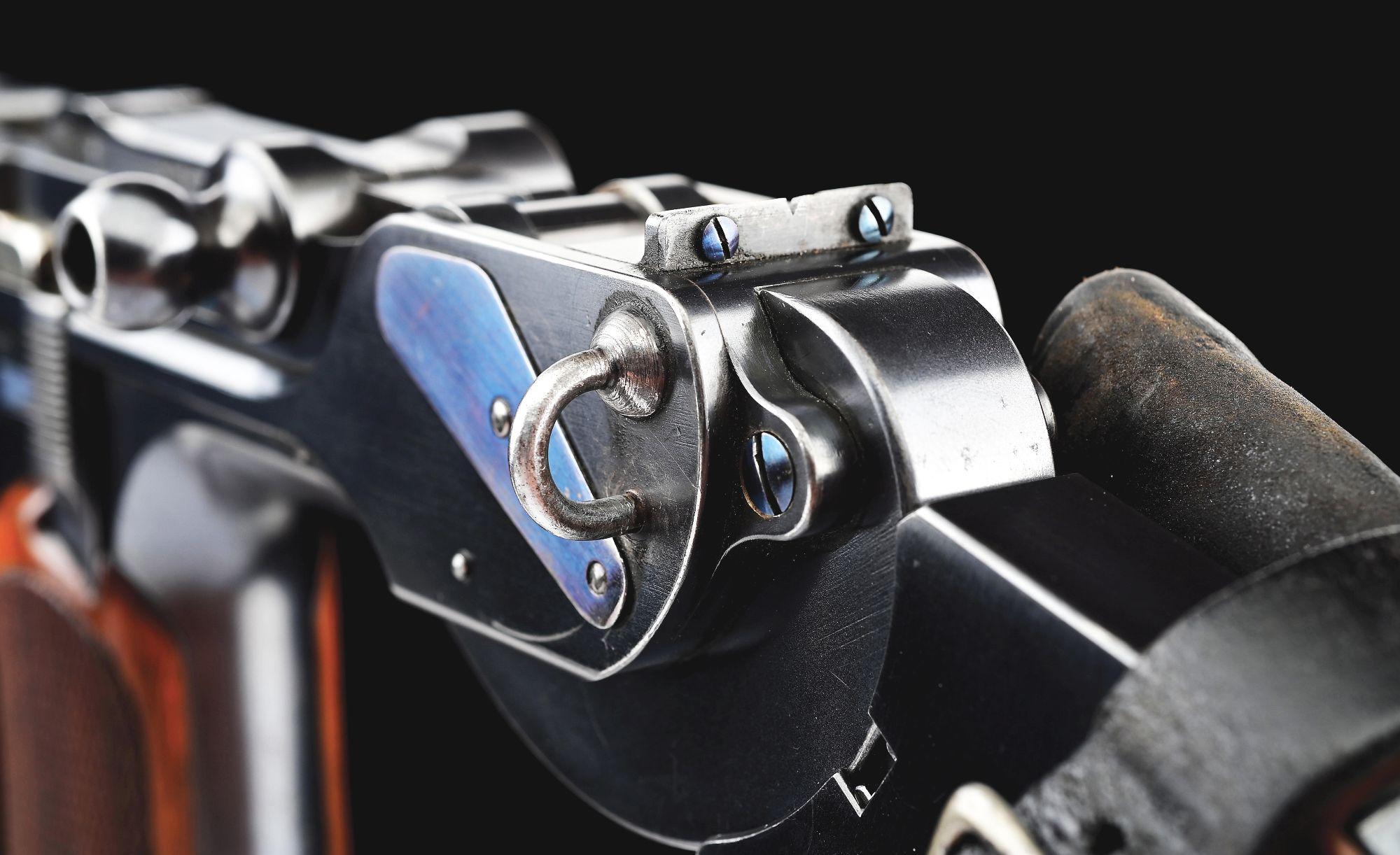 (A) LOEWE C93 BORCHARDT SEMI AUTOMATIC PISTOL WITH MANTON RETAILED CASE AND ACCESSORIES.