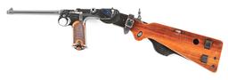 (A) LOEWE C93 BORCHARDT SEMI AUTOMATIC PISTOL WITH MANTON RETAILED CASE AND ACCESSORIES.
