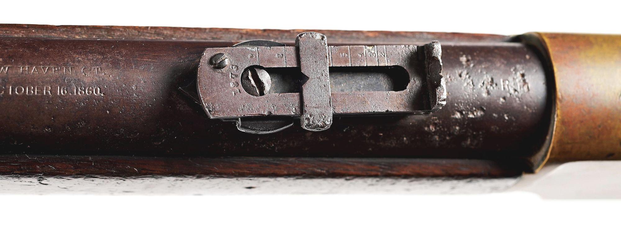(A) WINCHESTER MODEL 1866 LEVER ACTION SADDLE RING CARBINE.