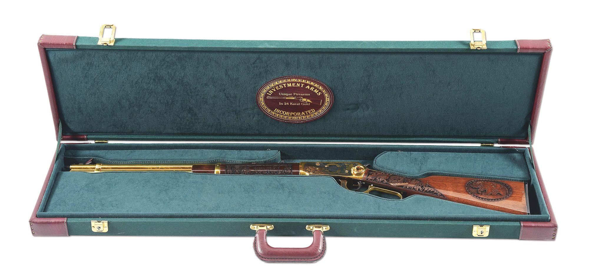 (M) GOLD PLATED BERKS COUNTY, PA COMMEMORATIVE WINCHESTER 94AE LEVER ACTION CARBINE WITH CASE