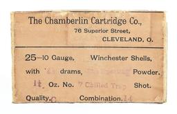 UNIQUE CHAMBERLIN CARTRIDGE CO. WINCHESTER MARKED SHOTSHELL BOX