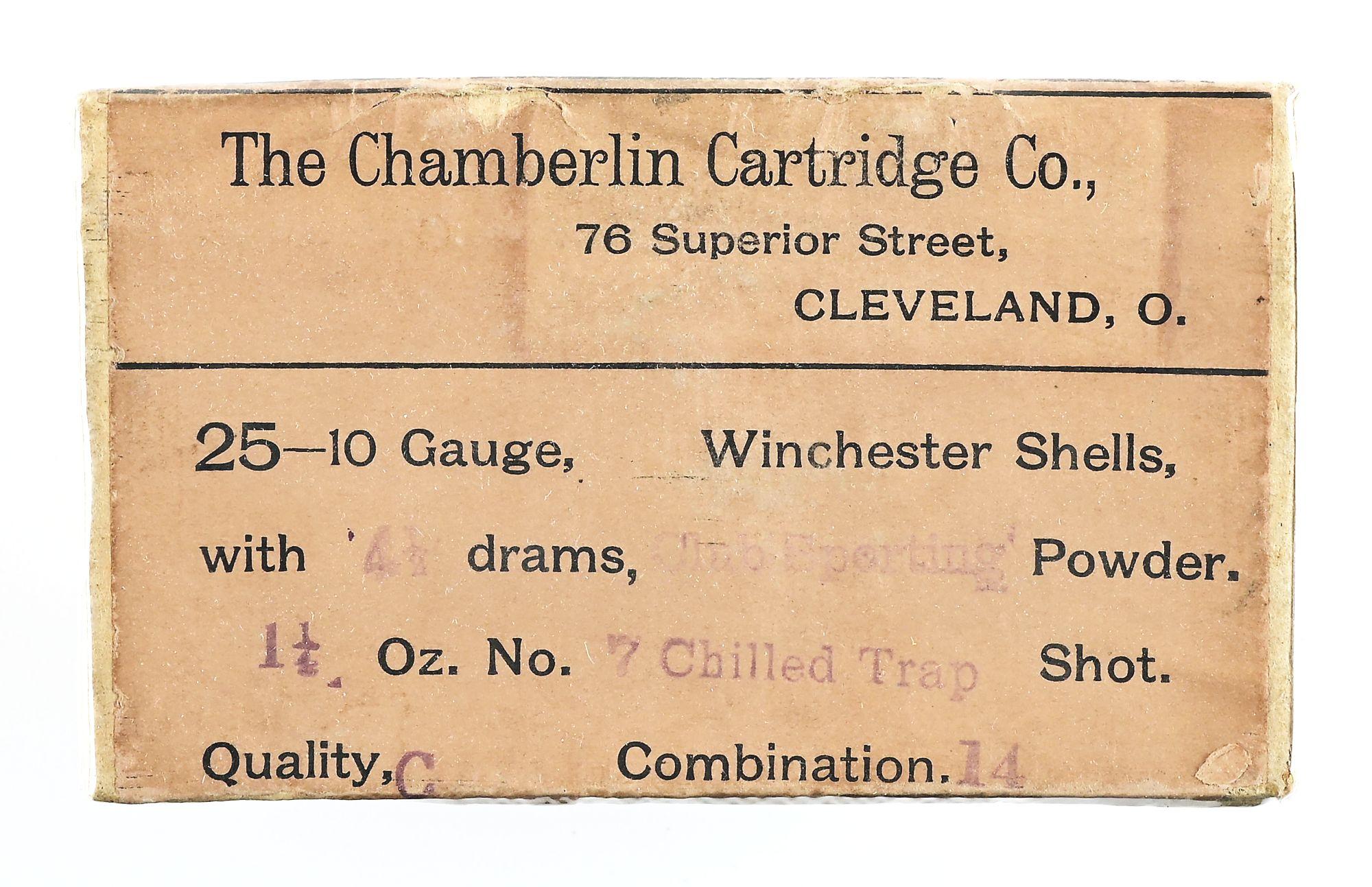UNIQUE CHAMBERLIN CARTRIDGE CO. WINCHESTER MARKED SHOTSHELL BOX
