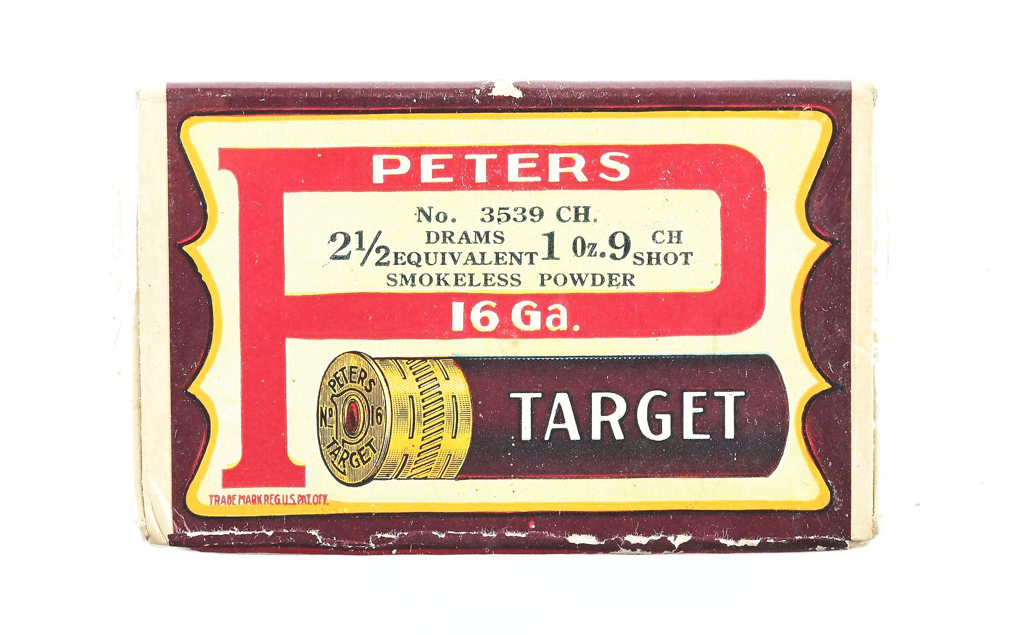 VINTAGE PETERS "TARGET" FULL 2-PIECE SHOT SHELL BOX