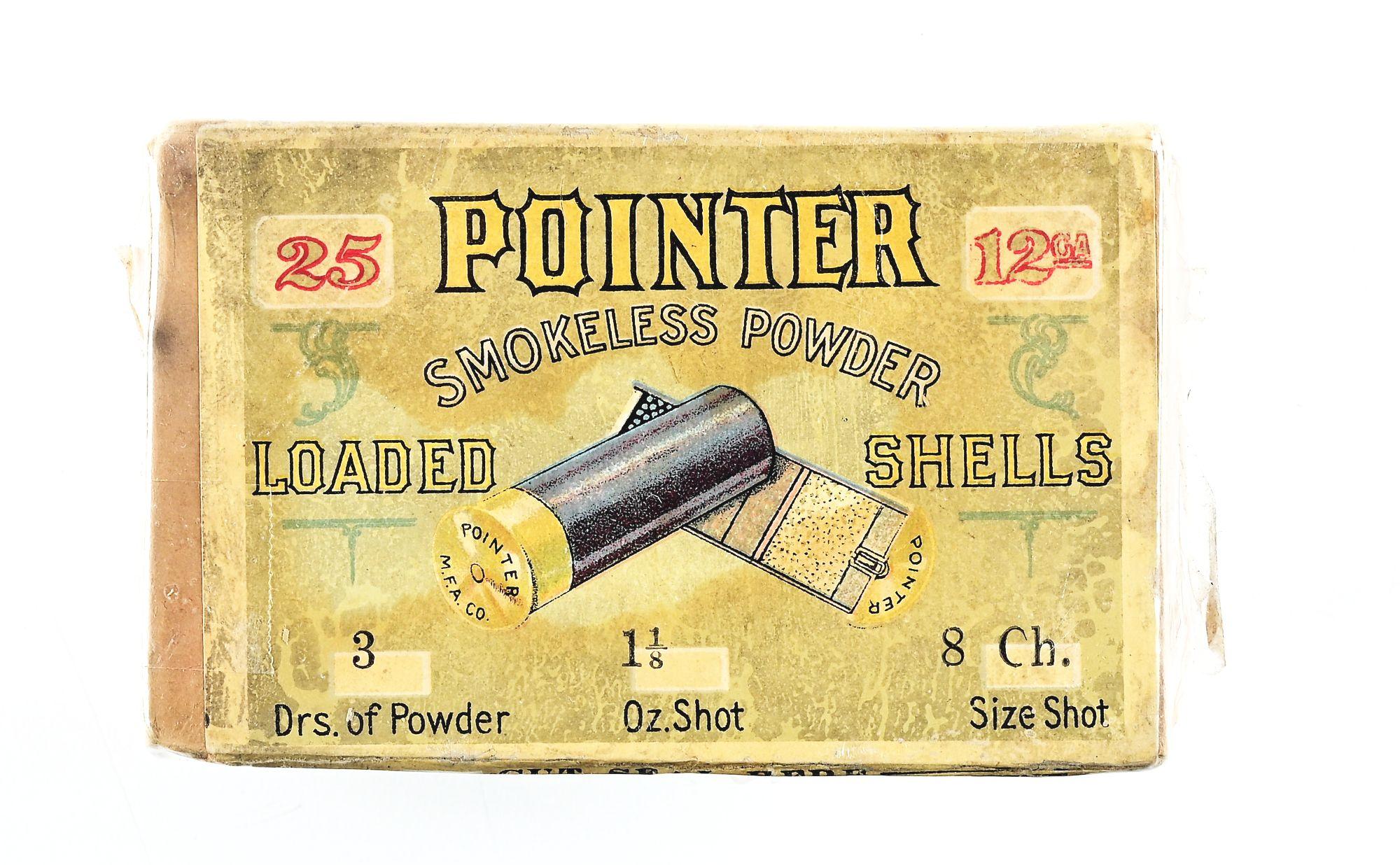 FULL MERIDEN FIRE ARMS COMPANY "POINTER" SHOT SHELL BOX.
