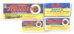 LOT OF 4: VINTAGE BOXES OF WESTERN AMMUNITION.