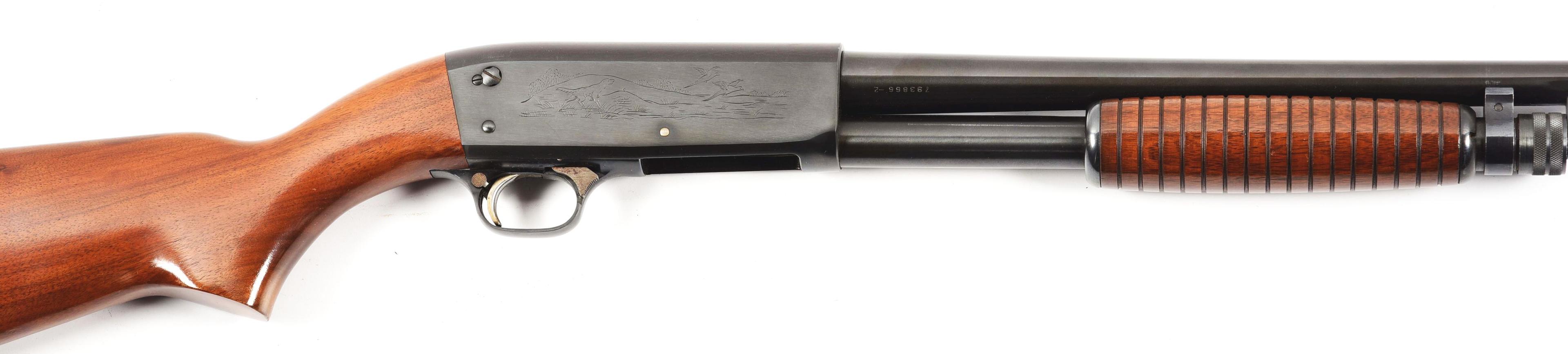 (M) ITHACA MODEL 37 FEATHERLIGHT SLIDE ACTION 20 GAUGE SHOTGUN.