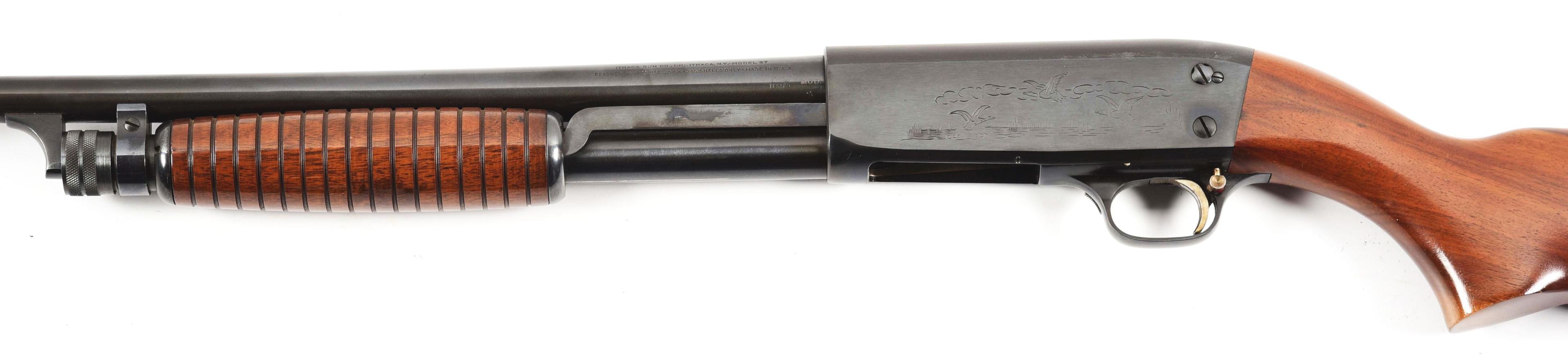 (M) ITHACA MODEL 37 FEATHERLIGHT SLIDE ACTION 20 GAUGE SHOTGUN.
