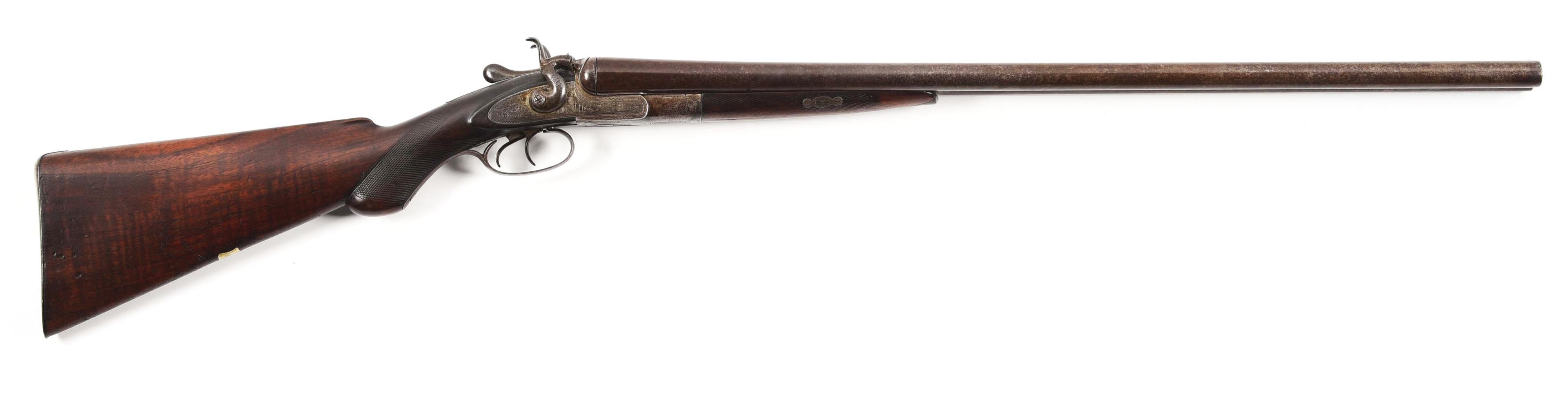 (A) WILLIAM MOORE SIDE BY SIDE HAMMER SHOTGUN