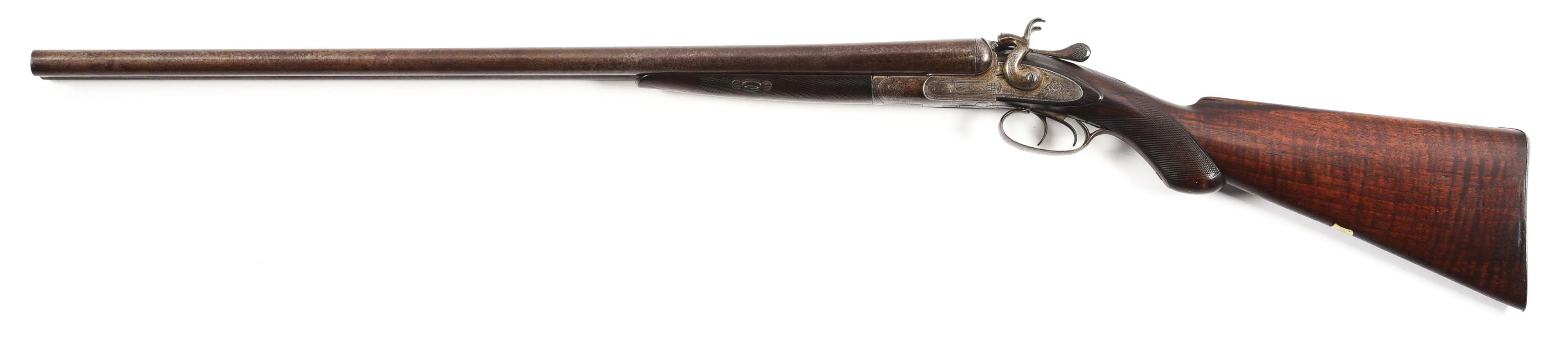 (A) WILLIAM MOORE SIDE BY SIDE HAMMER SHOTGUN