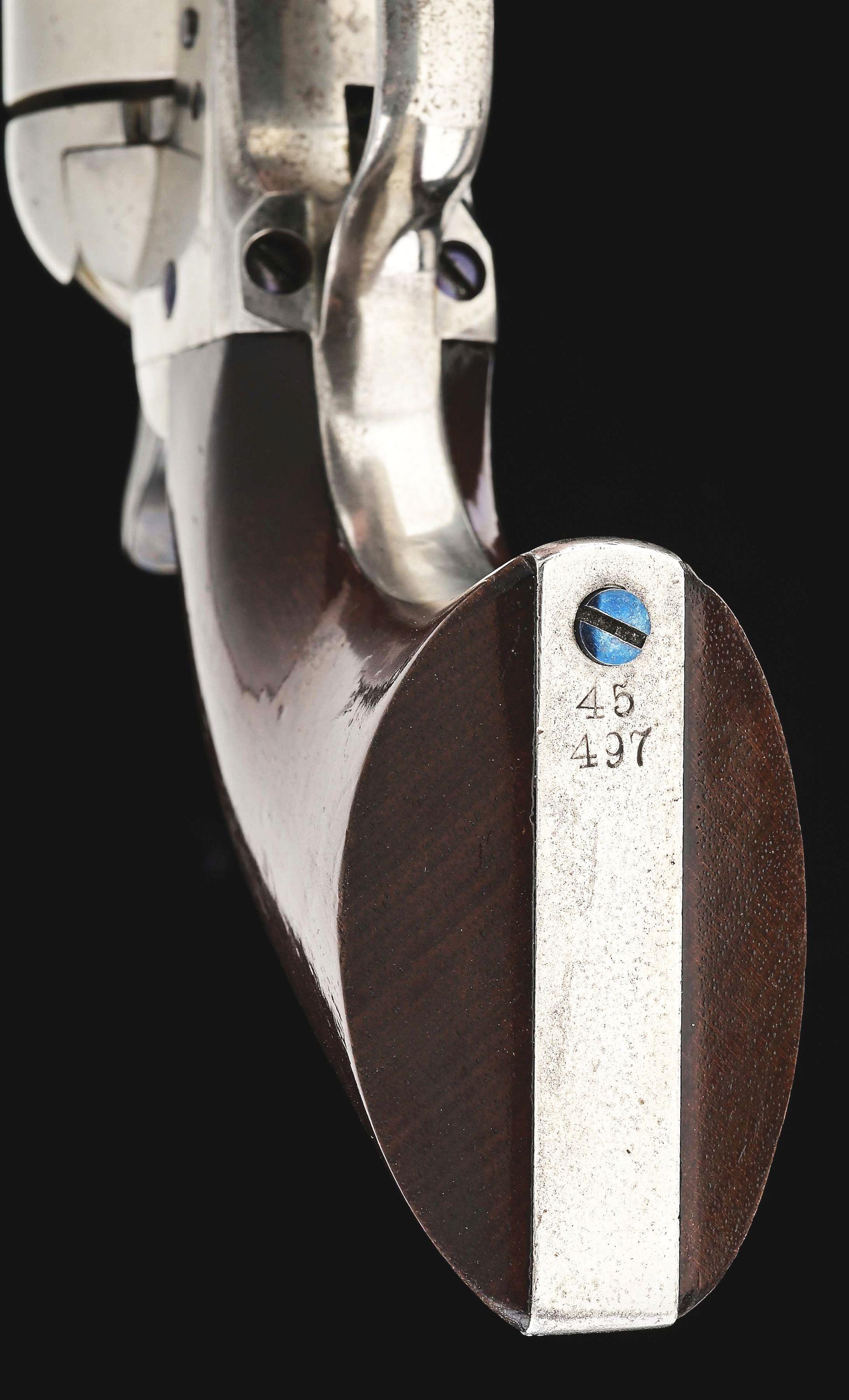 (A) EXCEPTIONAL NICKEL PLATED ETCHED PANEL COLT FRONTIER SIX SHOOTER REVOLVER (1878).