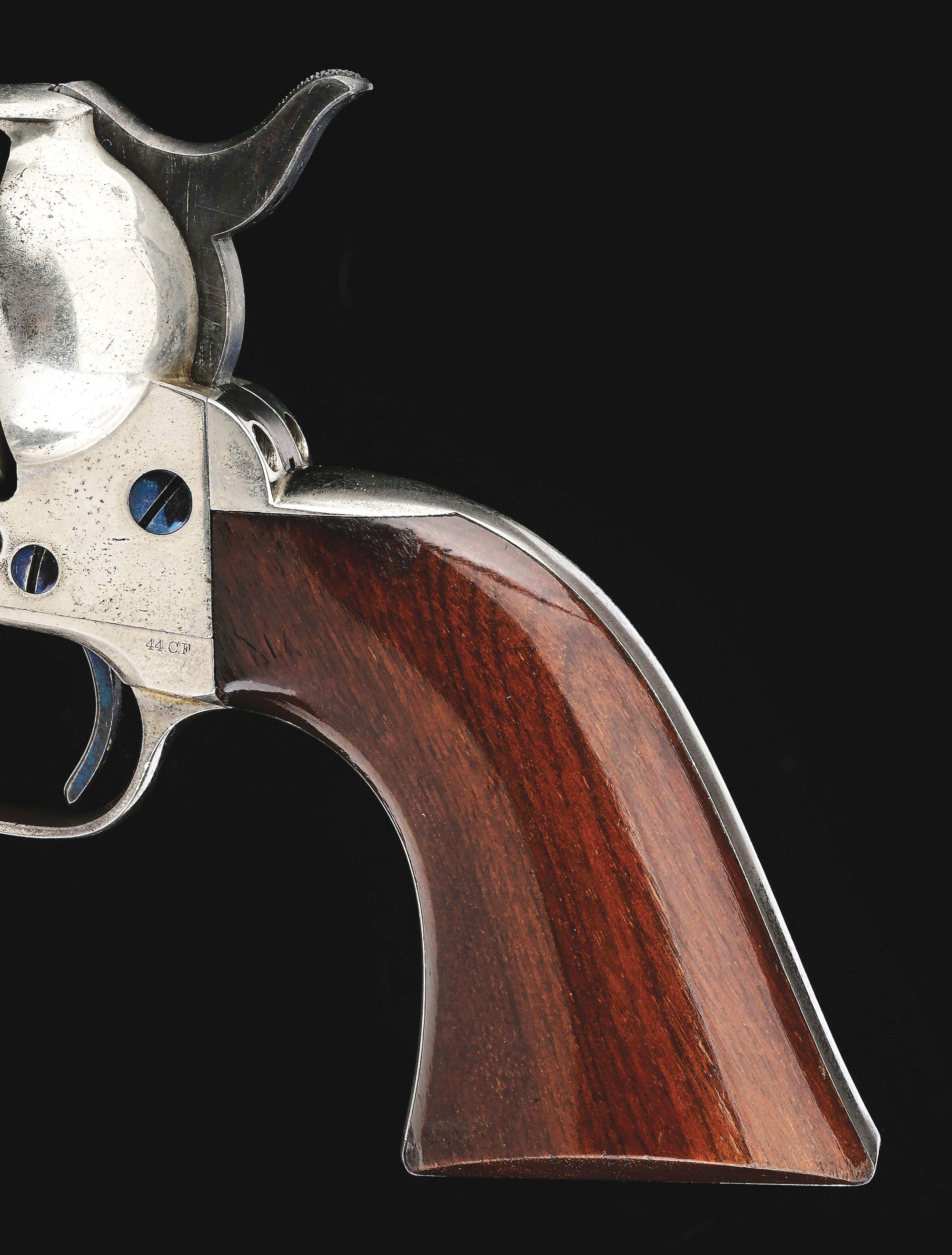 (A) EXCEPTIONAL NICKEL PLATED ETCHED PANEL COLT FRONTIER SIX SHOOTER REVOLVER (1878).