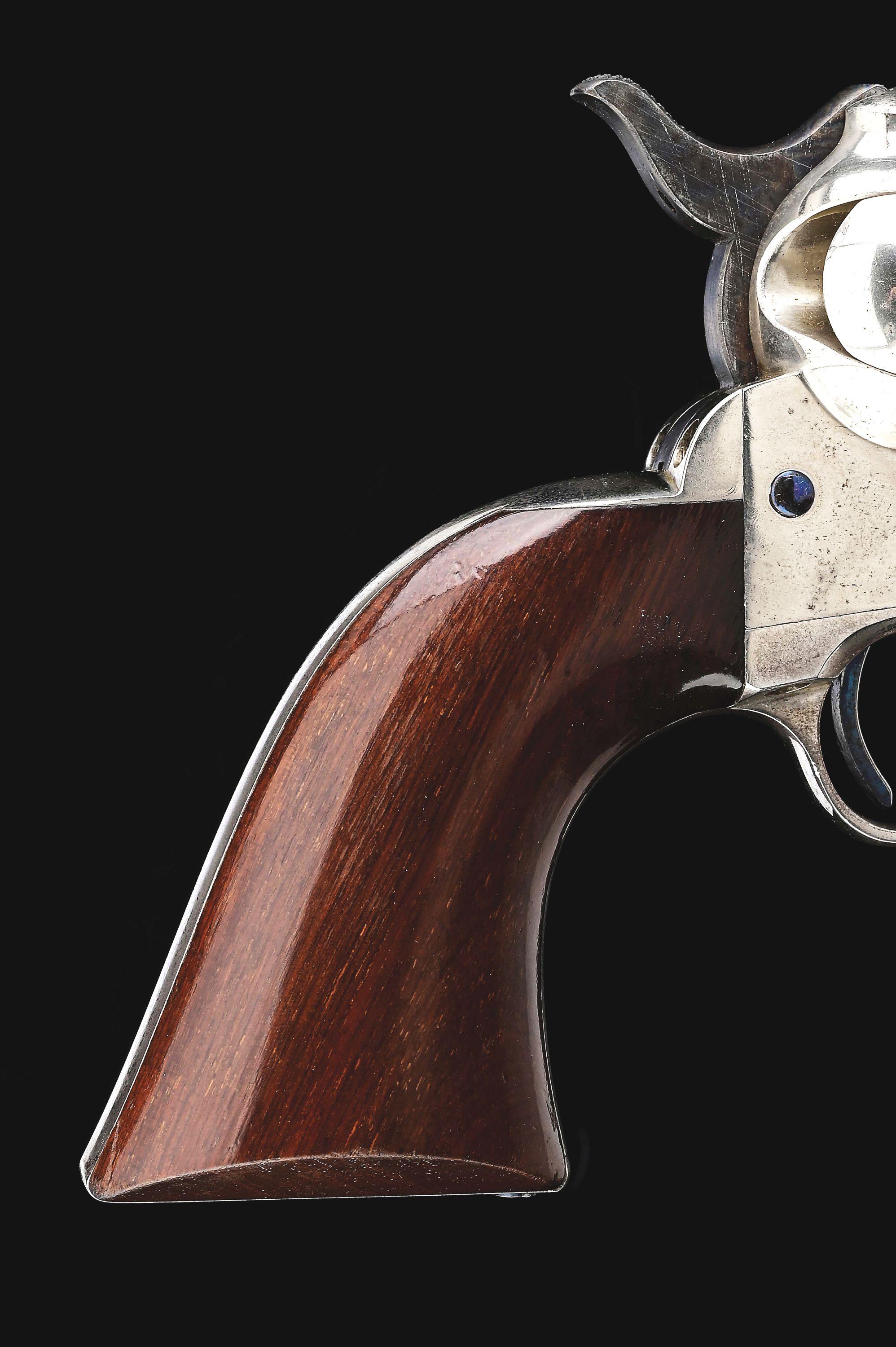 (A) EXCEPTIONAL NICKEL PLATED ETCHED PANEL COLT FRONTIER SIX SHOOTER REVOLVER (1878).