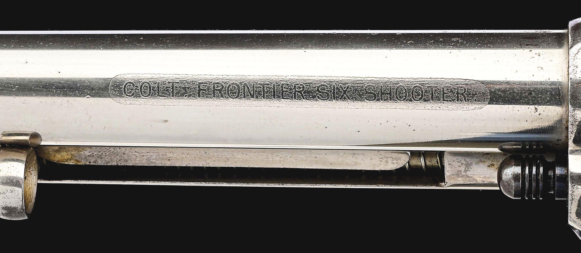 (A) EXCEPTIONAL NICKEL PLATED ETCHED PANEL COLT FRONTIER SIX SHOOTER REVOLVER (1878).