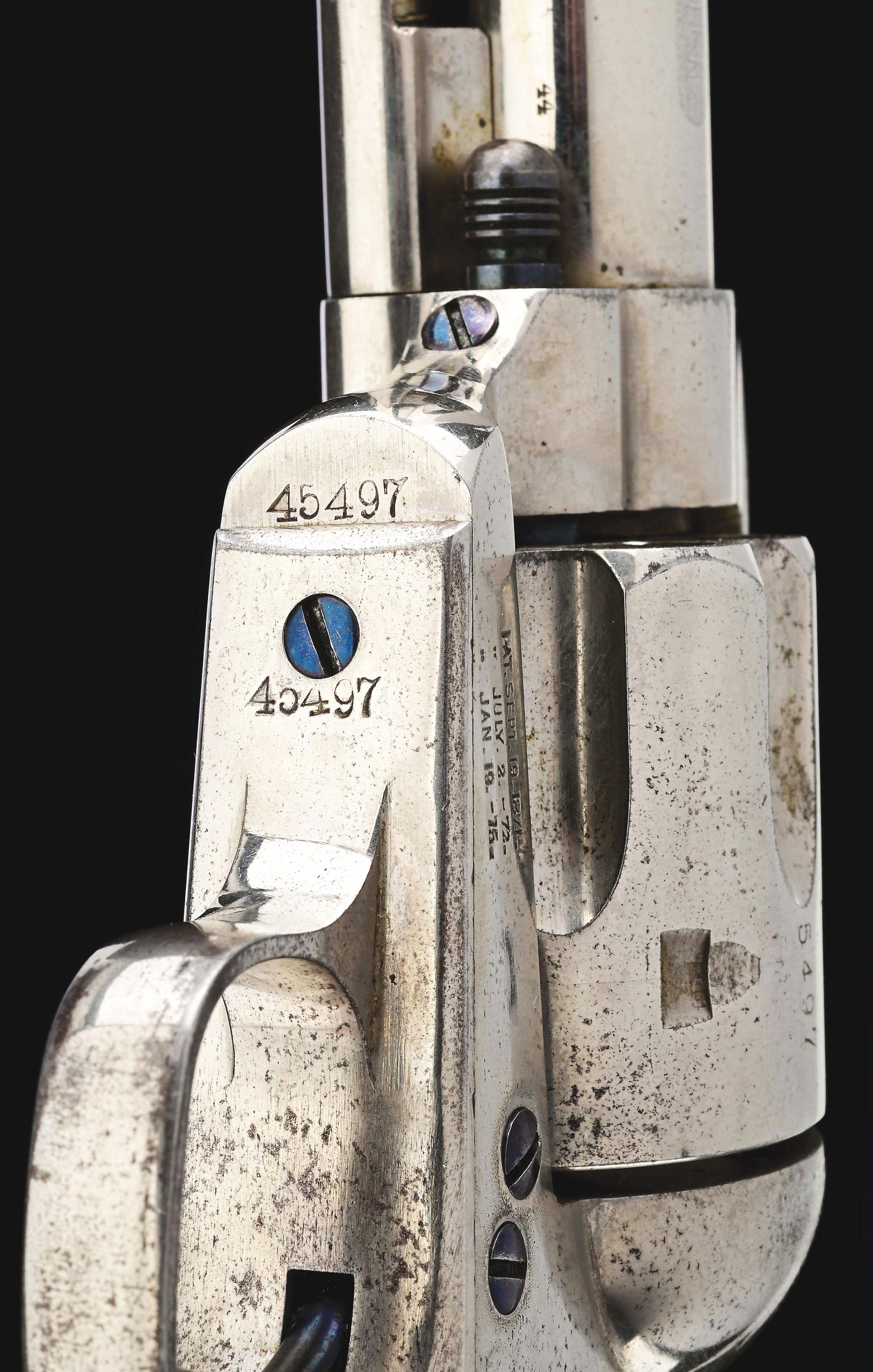 (A) EXCEPTIONAL NICKEL PLATED ETCHED PANEL COLT FRONTIER SIX SHOOTER REVOLVER (1878).