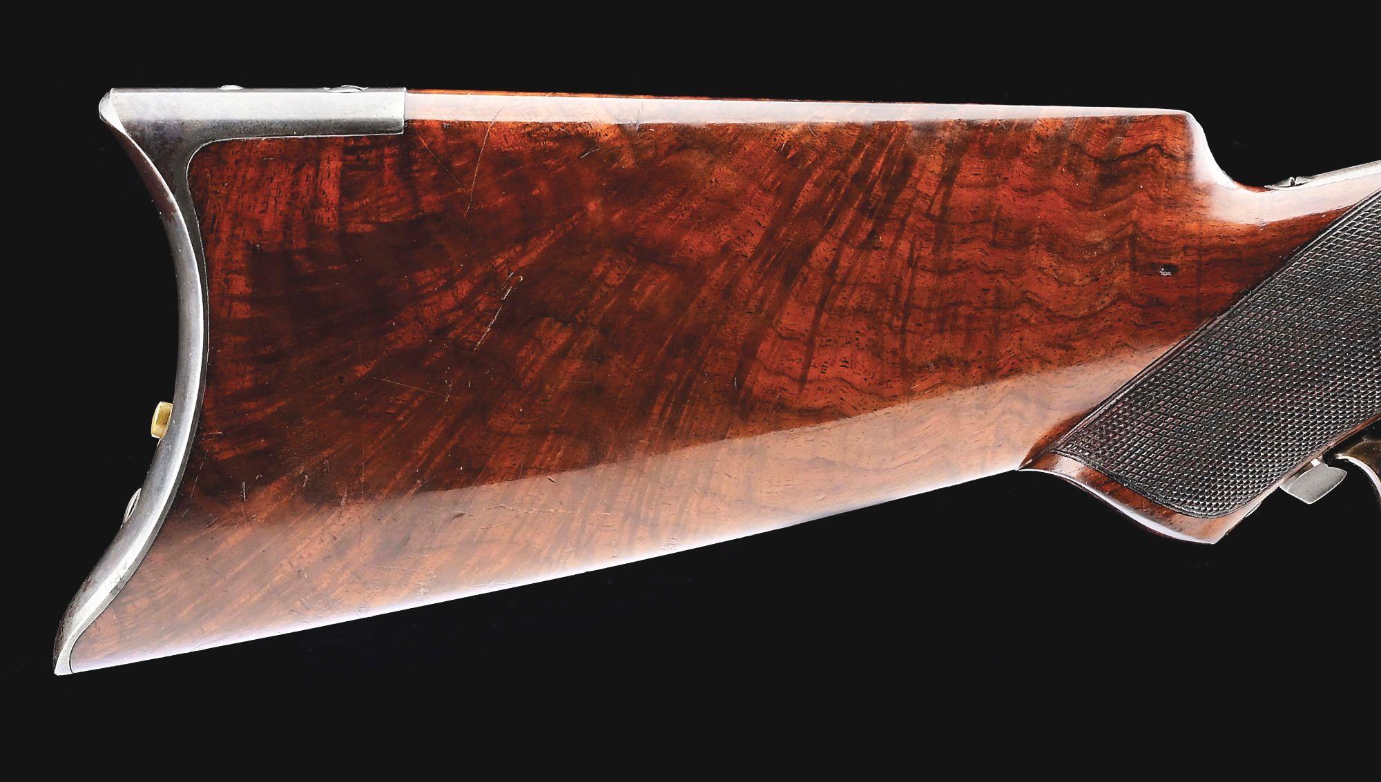 (A) DELUXE WINCHESTER MODEL 1876 LEVER ACTION RIFLE.