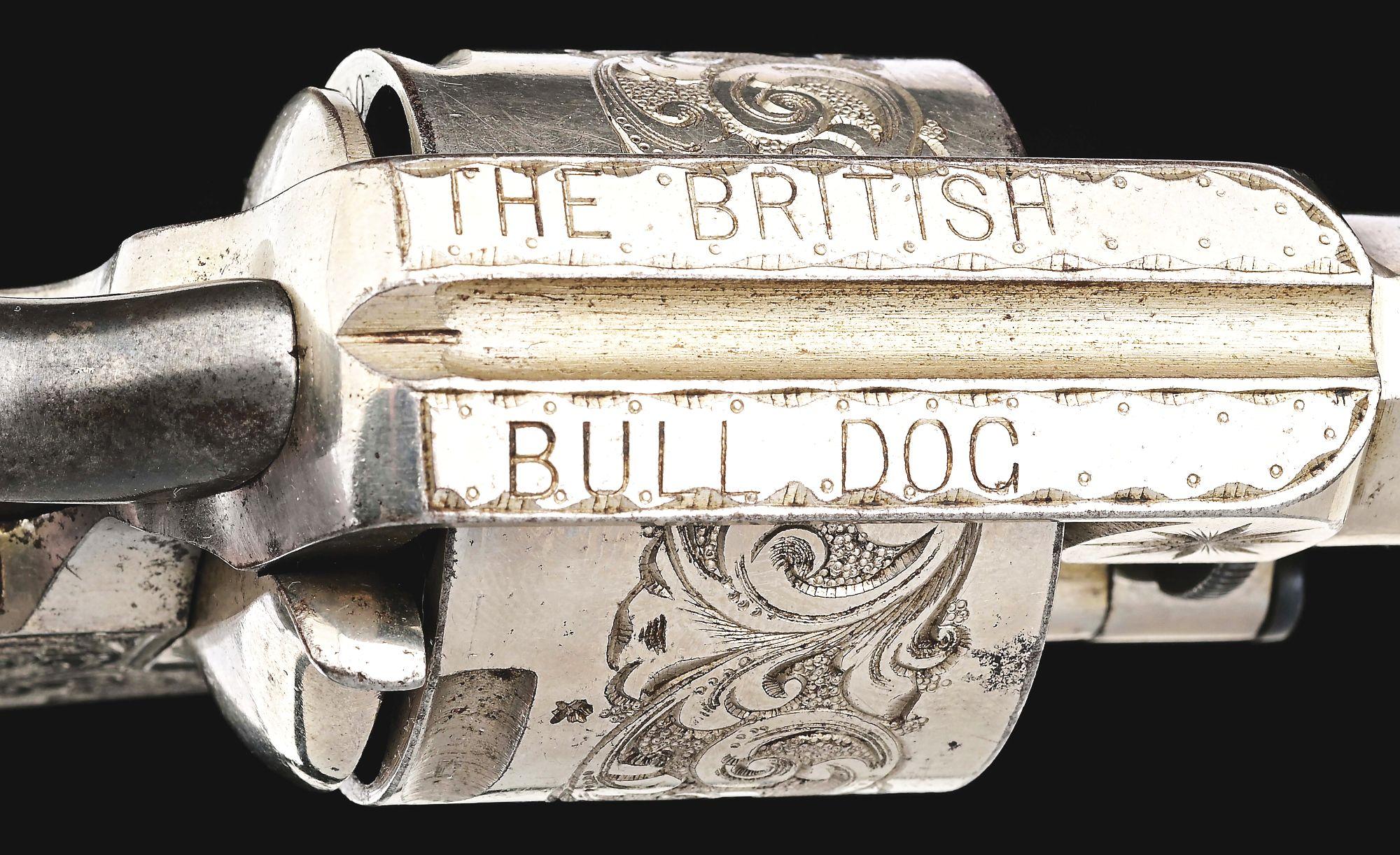 (A) NEW YORK ENGRAVED WEBLEY NO. 2 "THE BRITISH BULLDOG" DOUBLE ACTION REVOLVER WITH PEARL GRIPS.