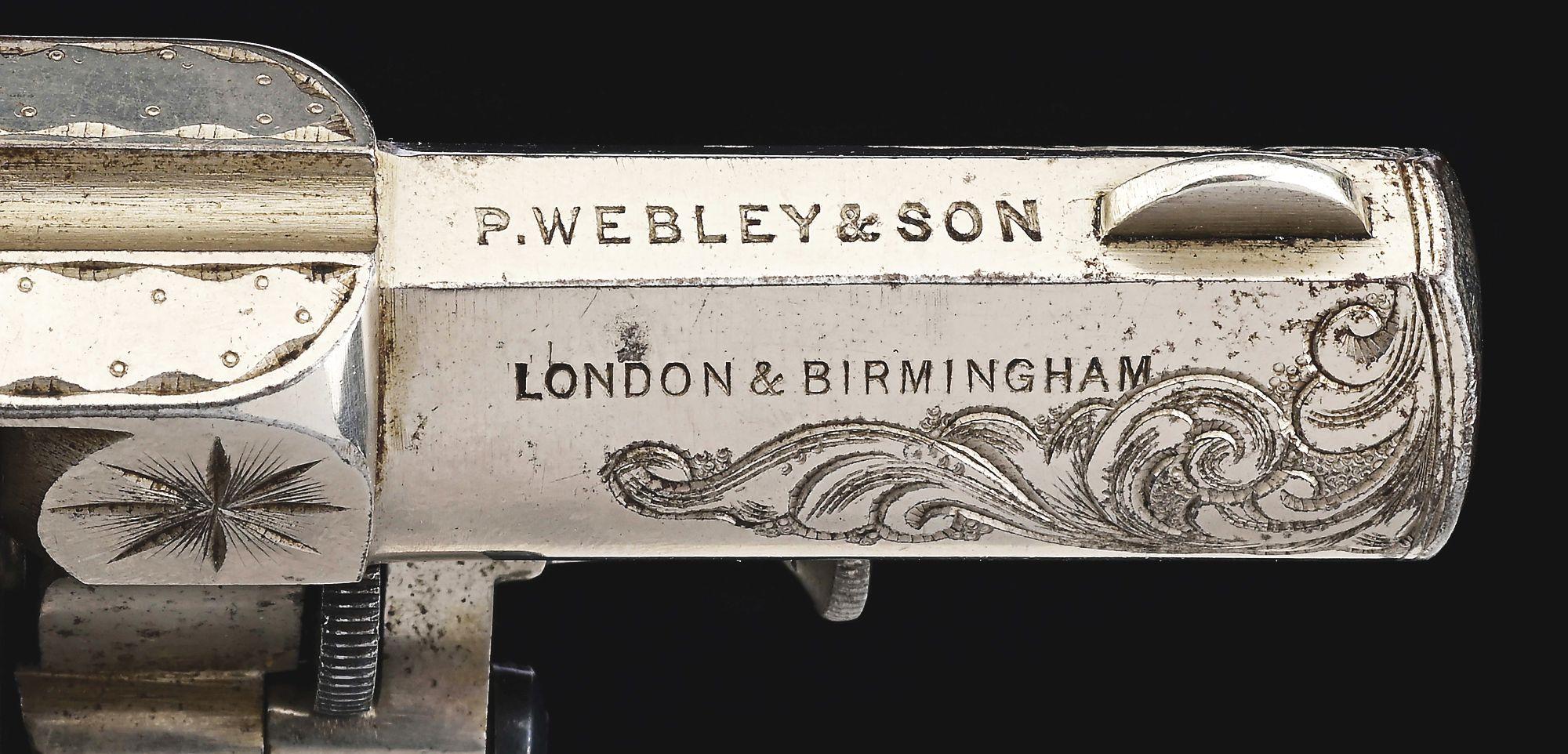 (A) NEW YORK ENGRAVED WEBLEY NO. 2 "THE BRITISH BULLDOG" DOUBLE ACTION REVOLVER WITH PEARL GRIPS.