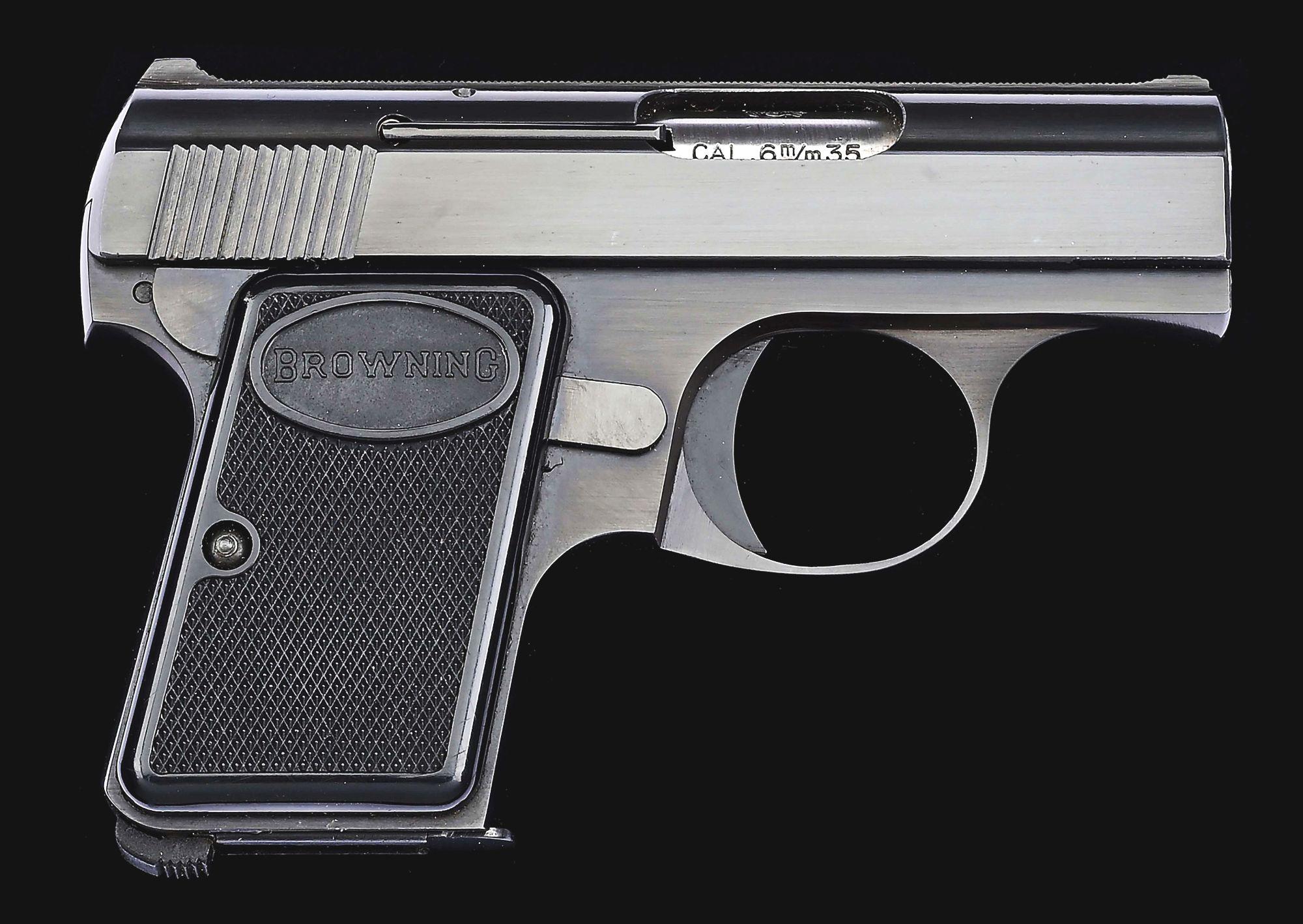 (C) FINE FABRIQUE NATIONALE BABY BROWNING SEMI-AUTOMATIC PISTOL WITH MATCHING LEATHER SOFT CASE (196