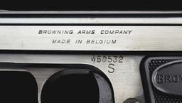 (C) FINE FABRIQUE NATIONALE BABY BROWNING SEMI-AUTOMATIC PISTOL WITH MATCHING LEATHER SOFT CASE (196