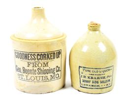 LOT OF 2: STONEWARE JUGS.