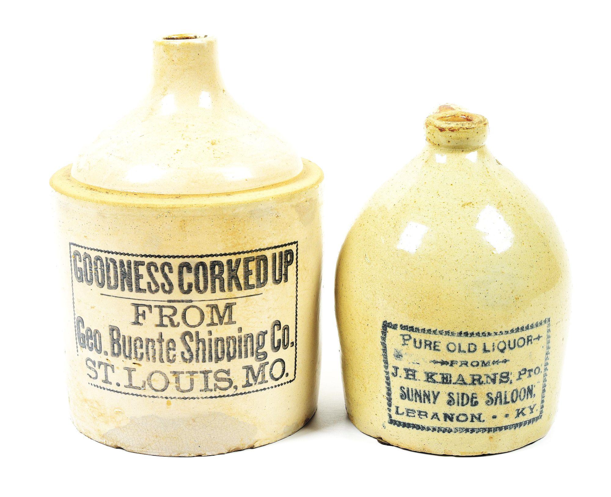 LOT OF 2: STONEWARE JUGS.