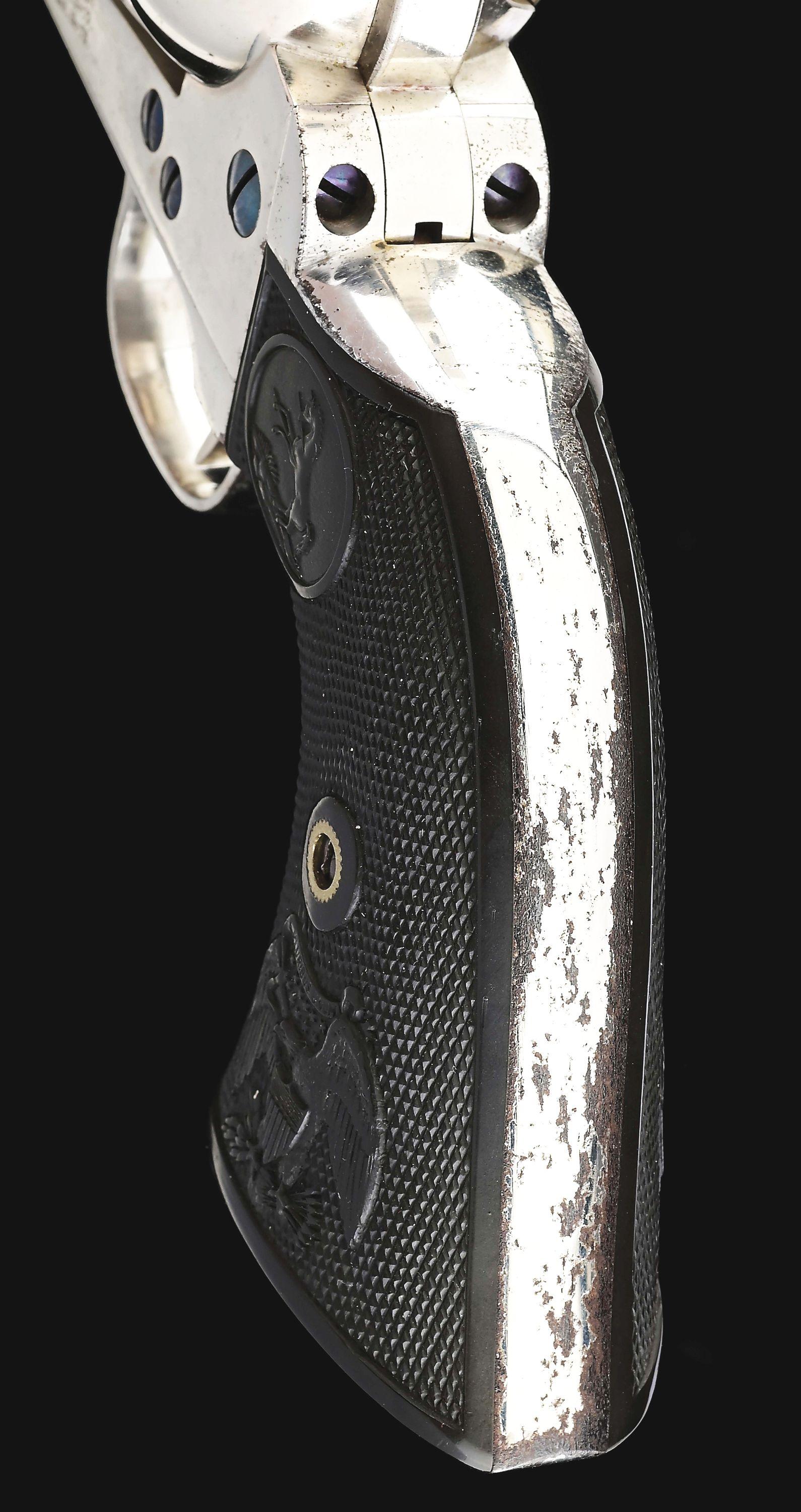 (A) NICKEL PLATED COLT SINGLE ACTION ARMY REVOLVER CARRIED BY SAM J. HIGGENS, DIRECTOR OF THE FIRST
