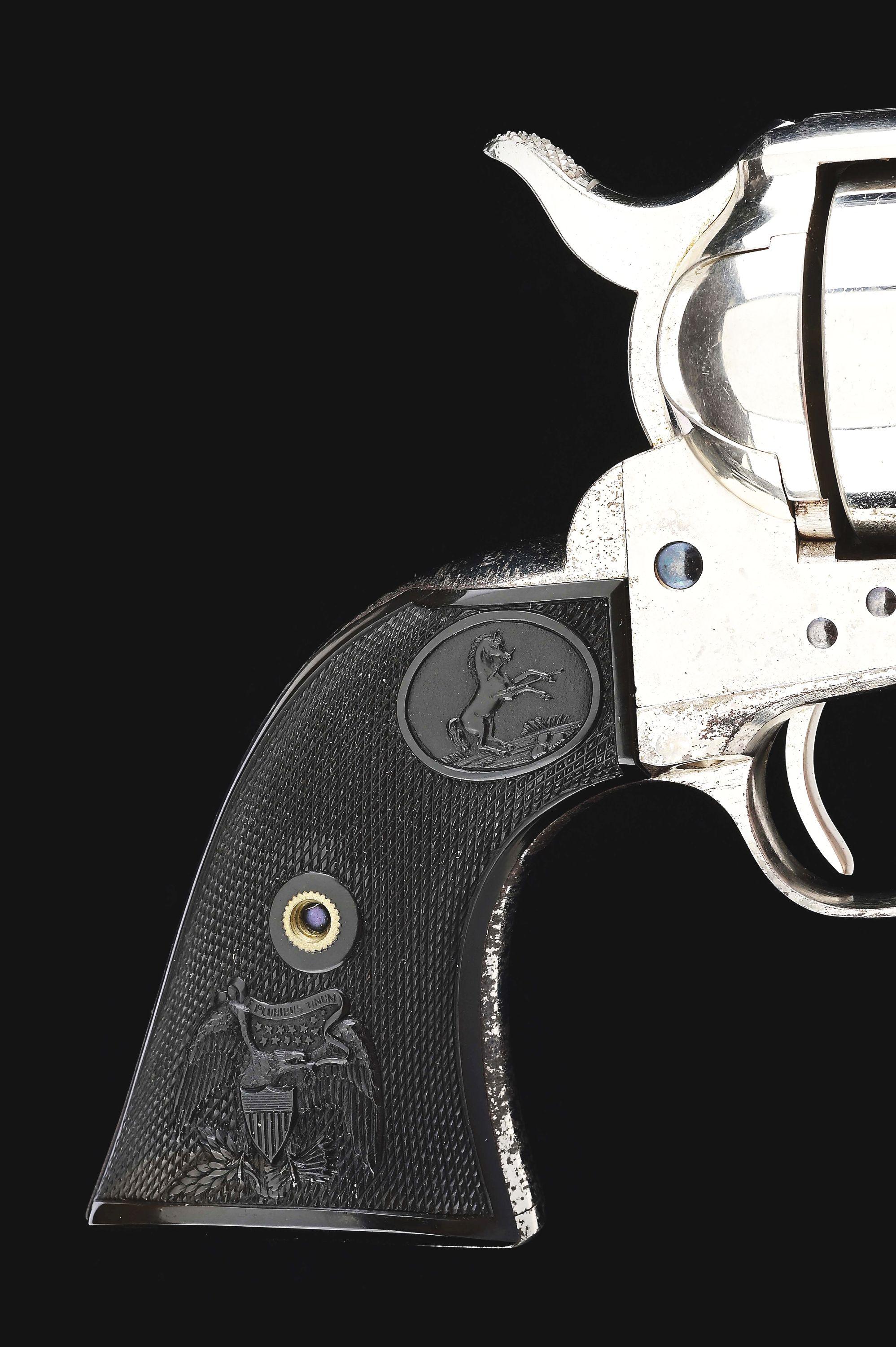 (A) NICKEL PLATED COLT SINGLE ACTION ARMY REVOLVER CARRIED BY SAM J. HIGGENS, DIRECTOR OF THE FIRST