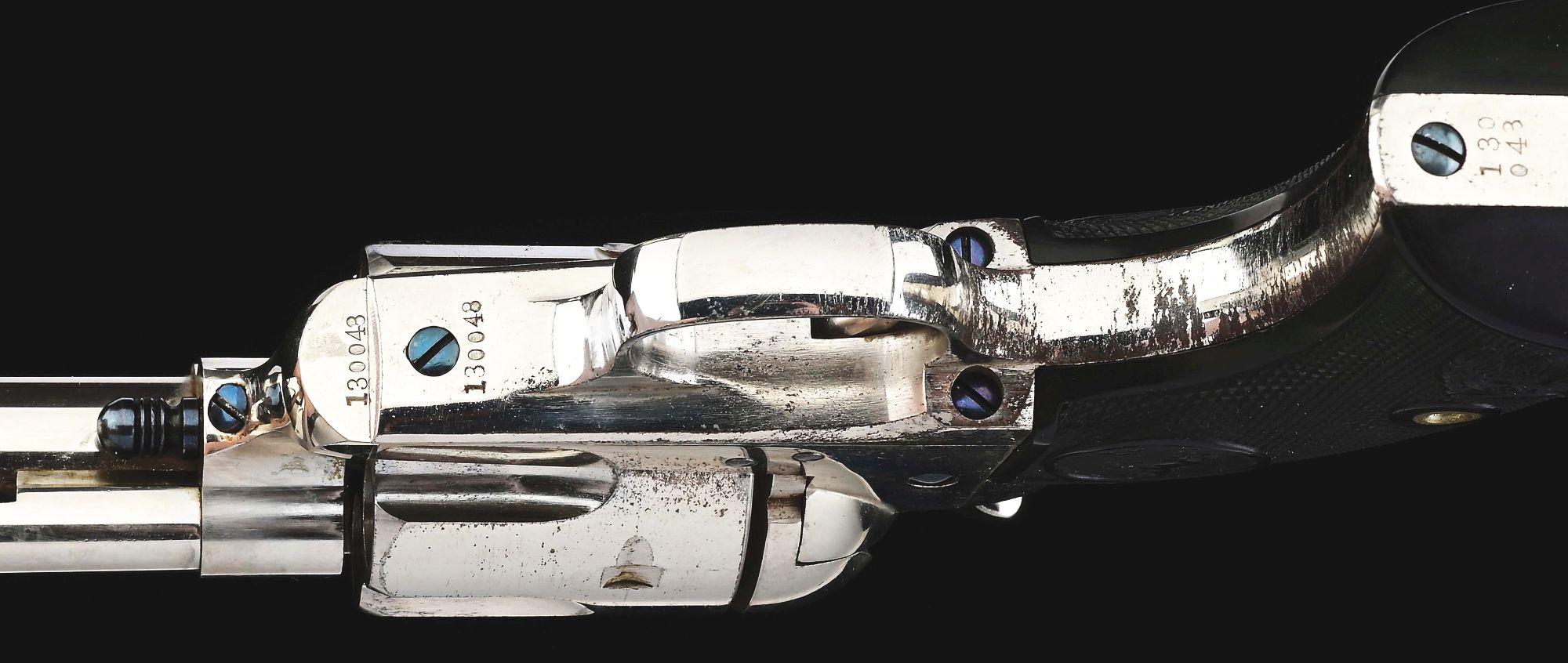 (A) NICKEL PLATED COLT SINGLE ACTION ARMY REVOLVER CARRIED BY SAM J. HIGGENS, DIRECTOR OF THE FIRST