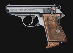 (C) TRULY EXCEPTIONAL WALTHER PPK SEMI-AUTOMATIC PISTOL WITH PARTY LEADER GRIPS, HOLSTER, & ACCESSOR