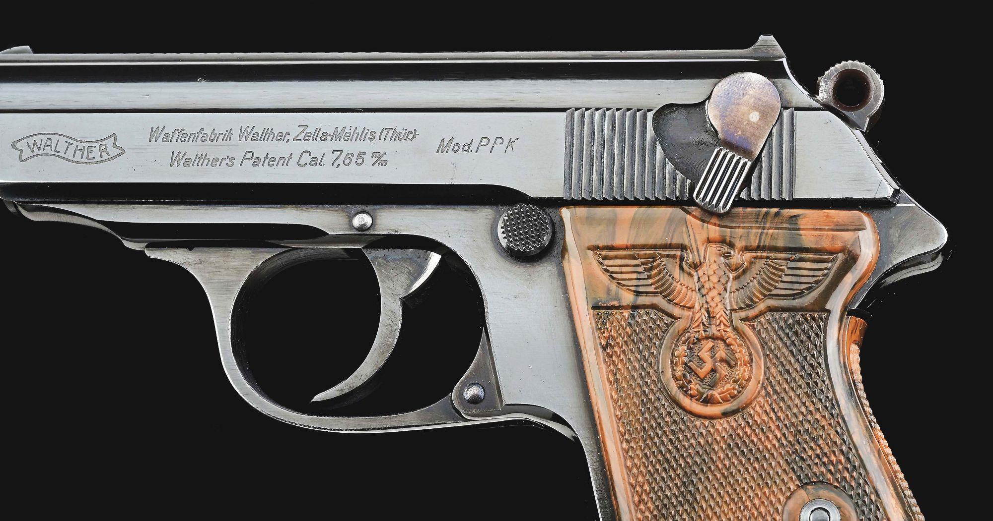 (C) TRULY EXCEPTIONAL WALTHER PPK SEMI-AUTOMATIC PISTOL WITH PARTY LEADER GRIPS, HOLSTER, & ACCESSOR