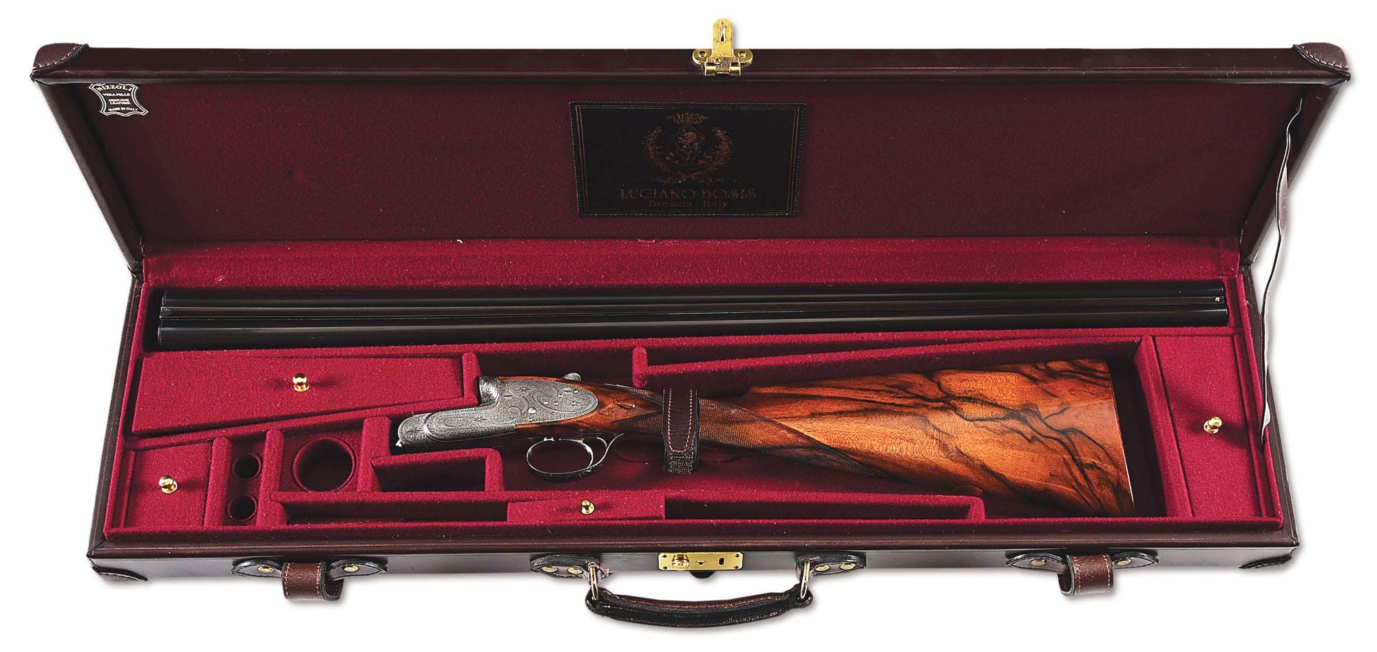 (M) LUCIANO BOSIS MICHELANGELO 20 GAUGE SIDE BY SIDE SHOTGUN WITH STUNNING PEDRETTI ENGRAVING.