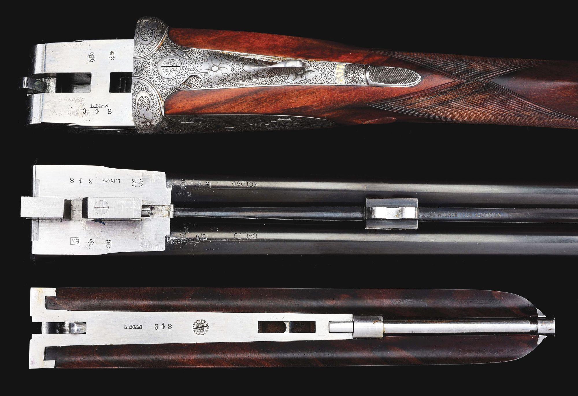 (M) LUCIANO BOSIS MICHELANGELO 20 GAUGE SIDE BY SIDE SHOTGUN WITH STUNNING PEDRETTI ENGRAVING.