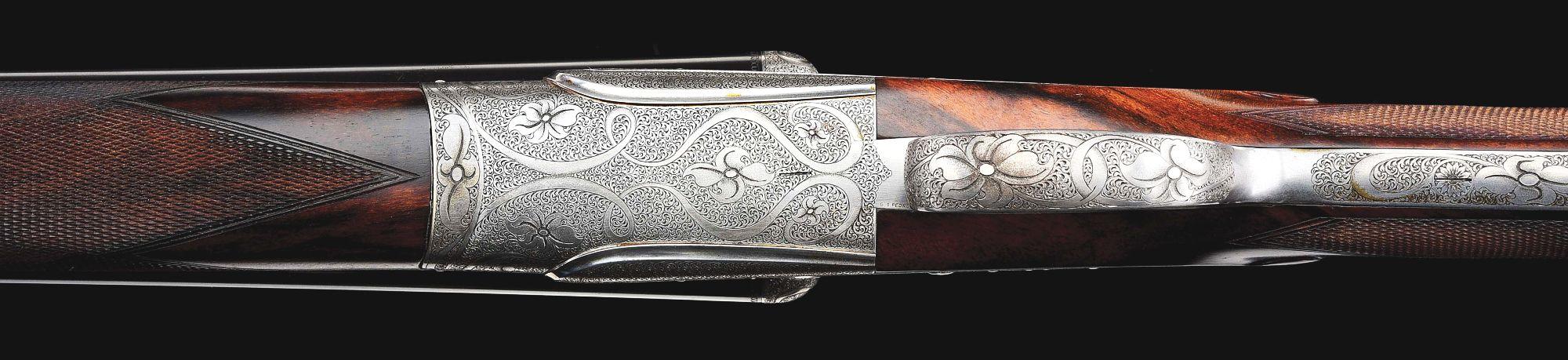 (M) LUCIANO BOSIS MICHELANGELO 20 GAUGE SIDE BY SIDE SHOTGUN WITH STUNNING PEDRETTI ENGRAVING.