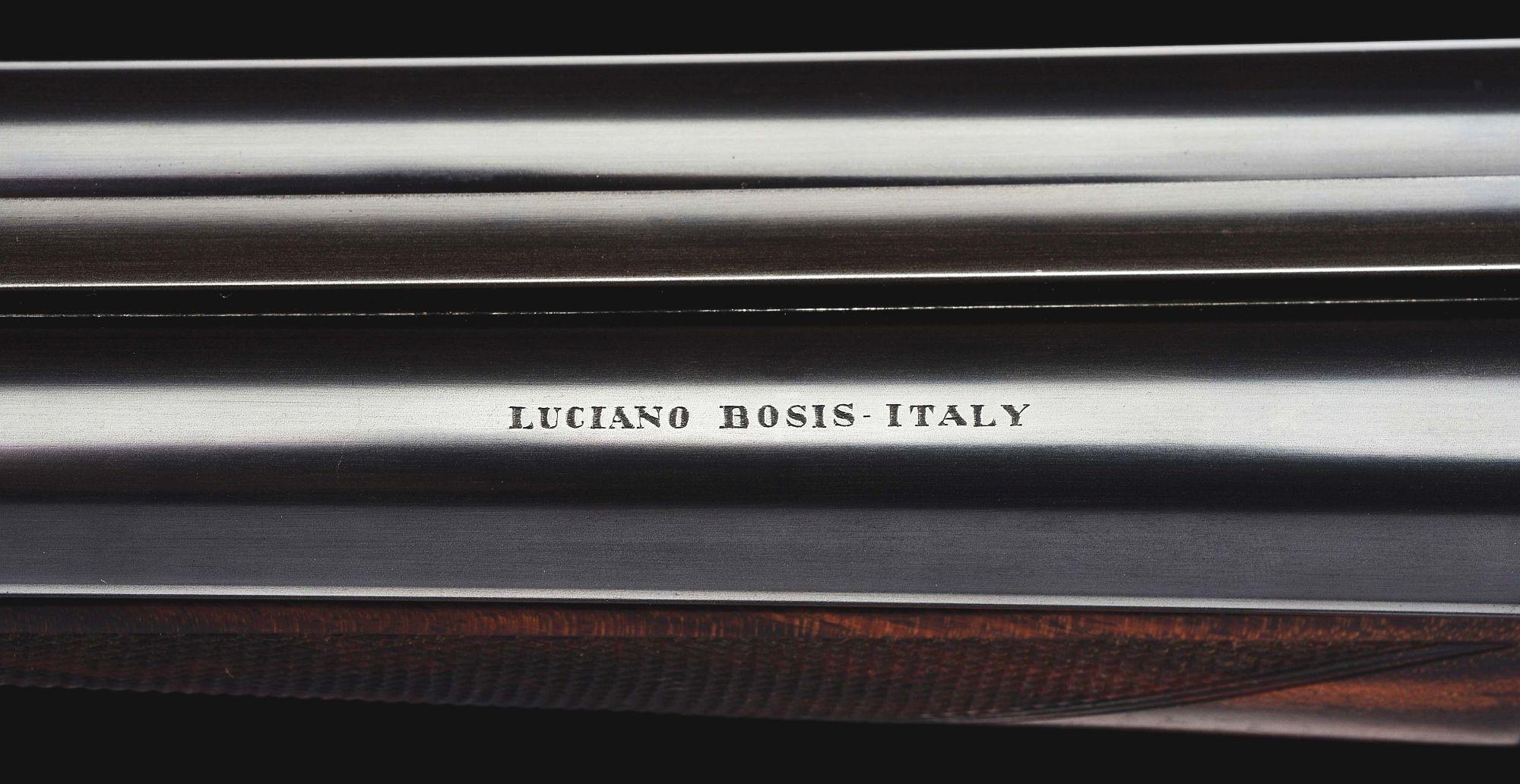 (M) LUCIANO BOSIS MICHELANGELO 20 GAUGE SIDE BY SIDE SHOTGUN WITH STUNNING PEDRETTI ENGRAVING.
